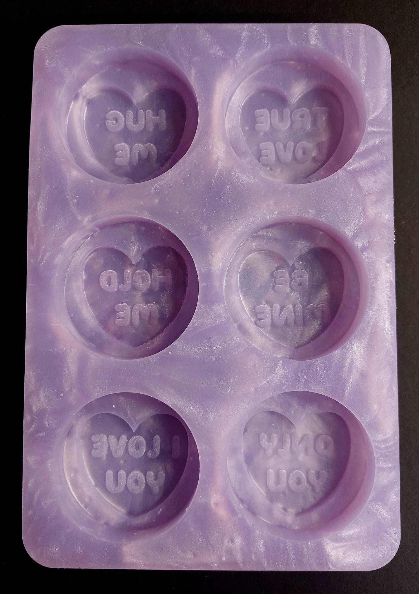 Love Hearts 6 Cell Silicone Mould for wax, resin, soap