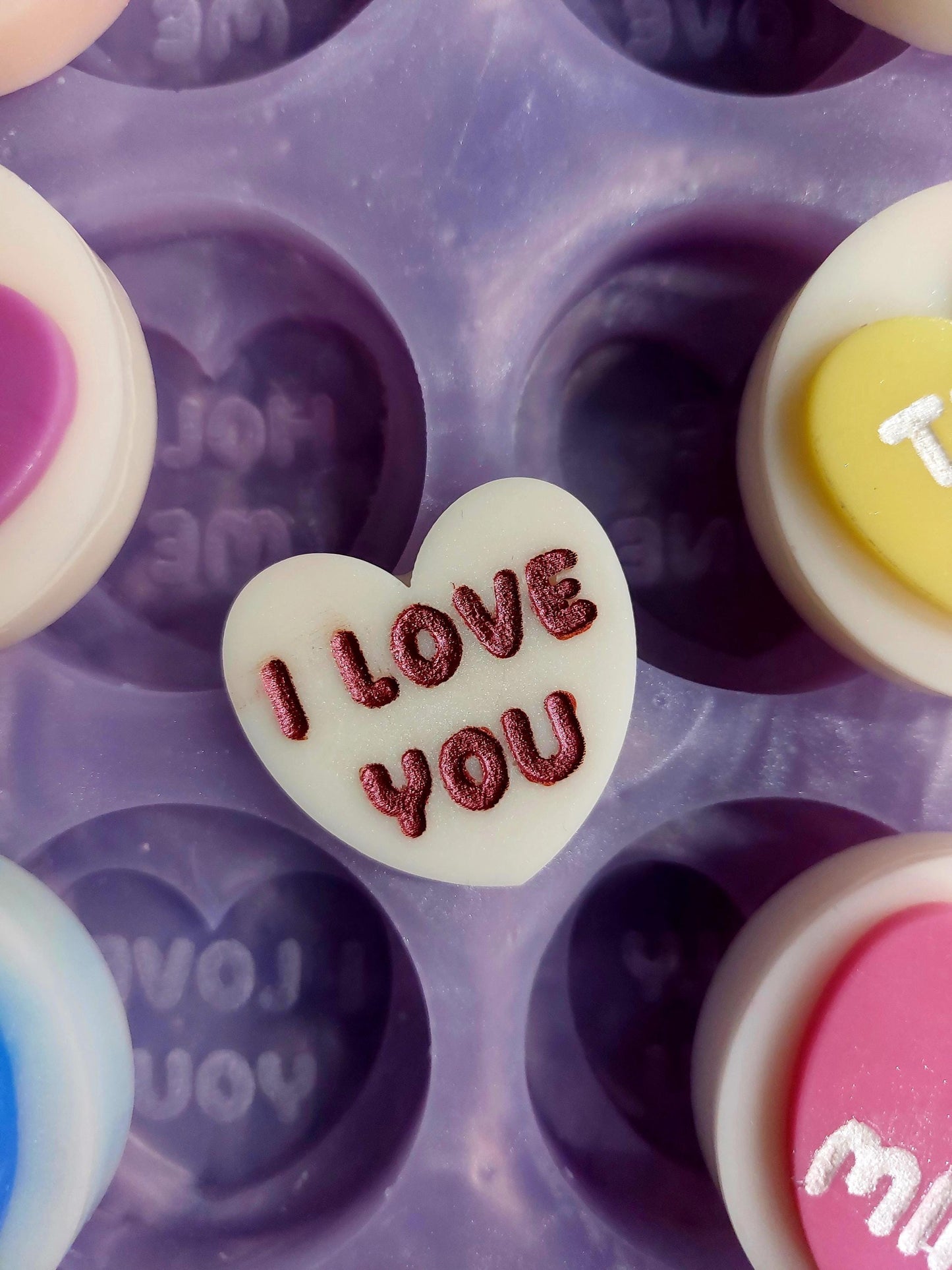 Love Hearts 6 Cell Silicone Mould for wax, resin, soap