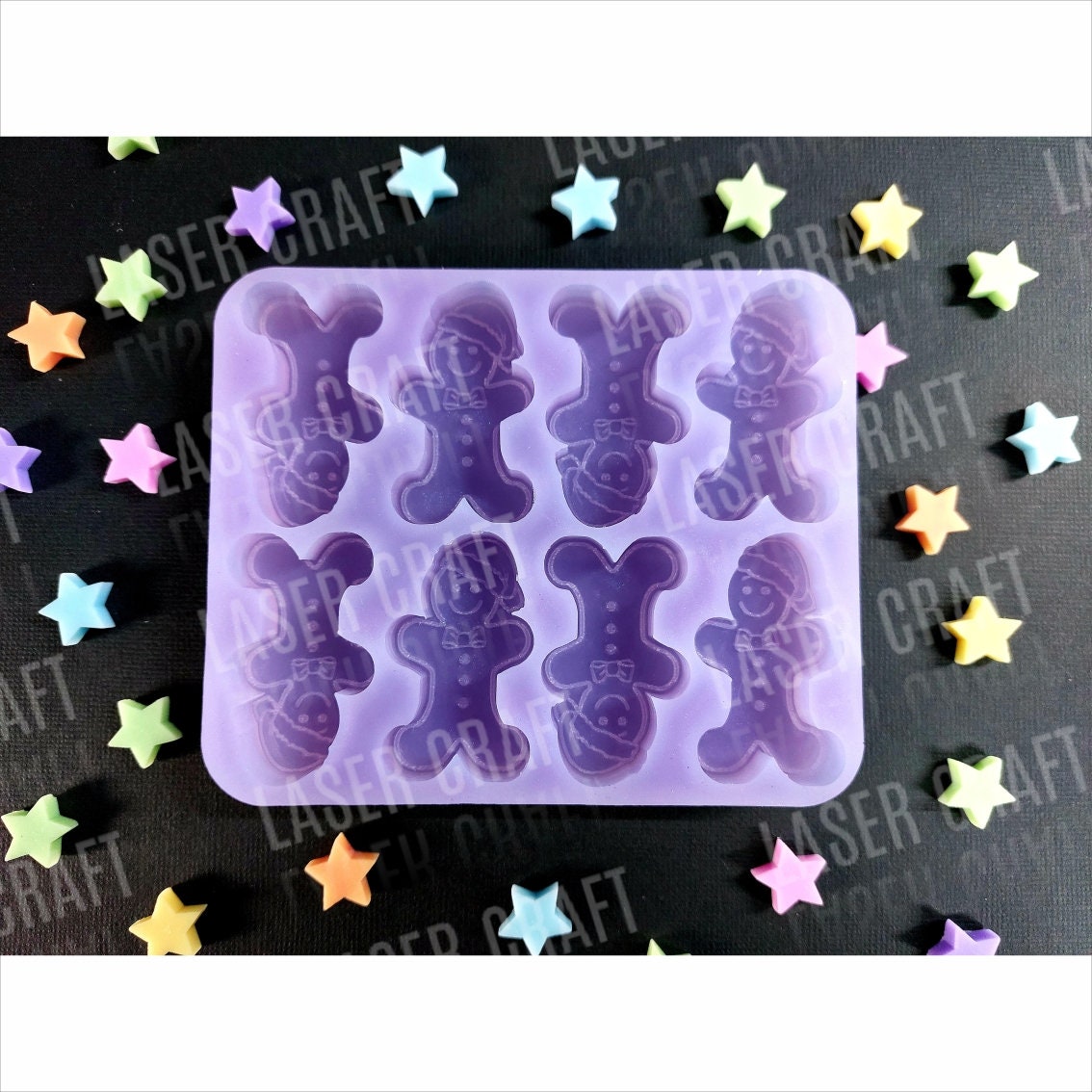 8 Piece Mini Gingerbread Men silicone mould for wax melts, resin and more