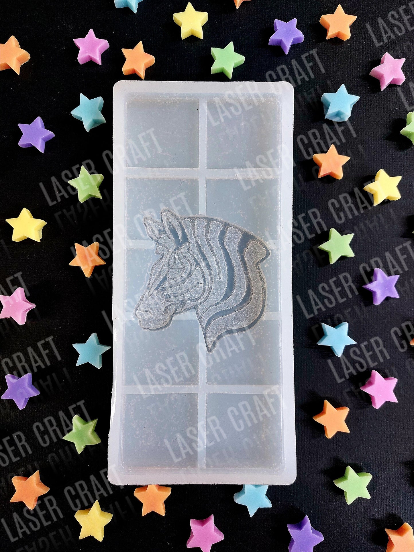 Animal Snap Bar Silicone Moulds for wax. Panda, lion, tiger, zebra, rhino, leopard, elephant and giraffe.