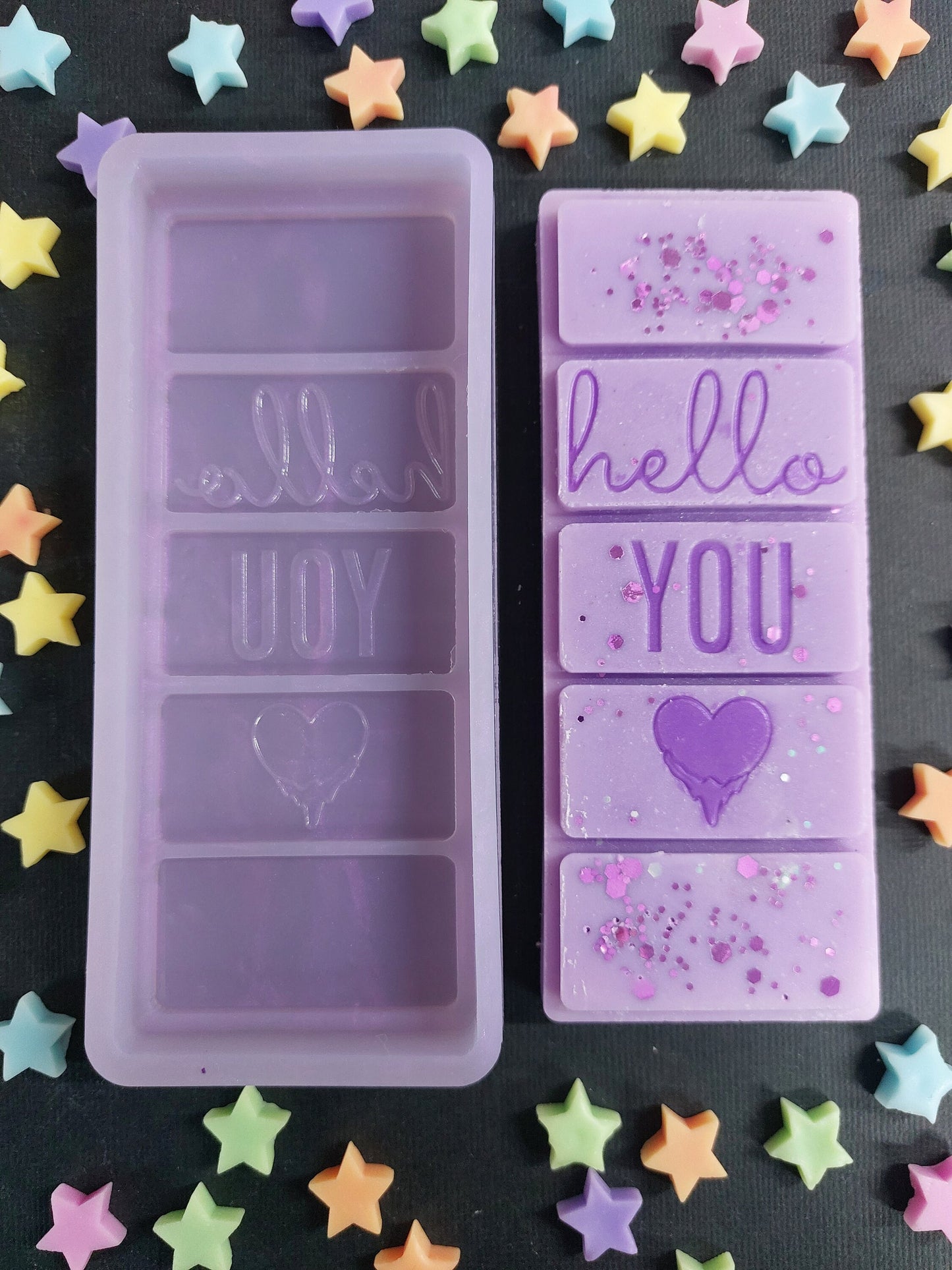 Hello You Silicone Snap Bar Mould for wax