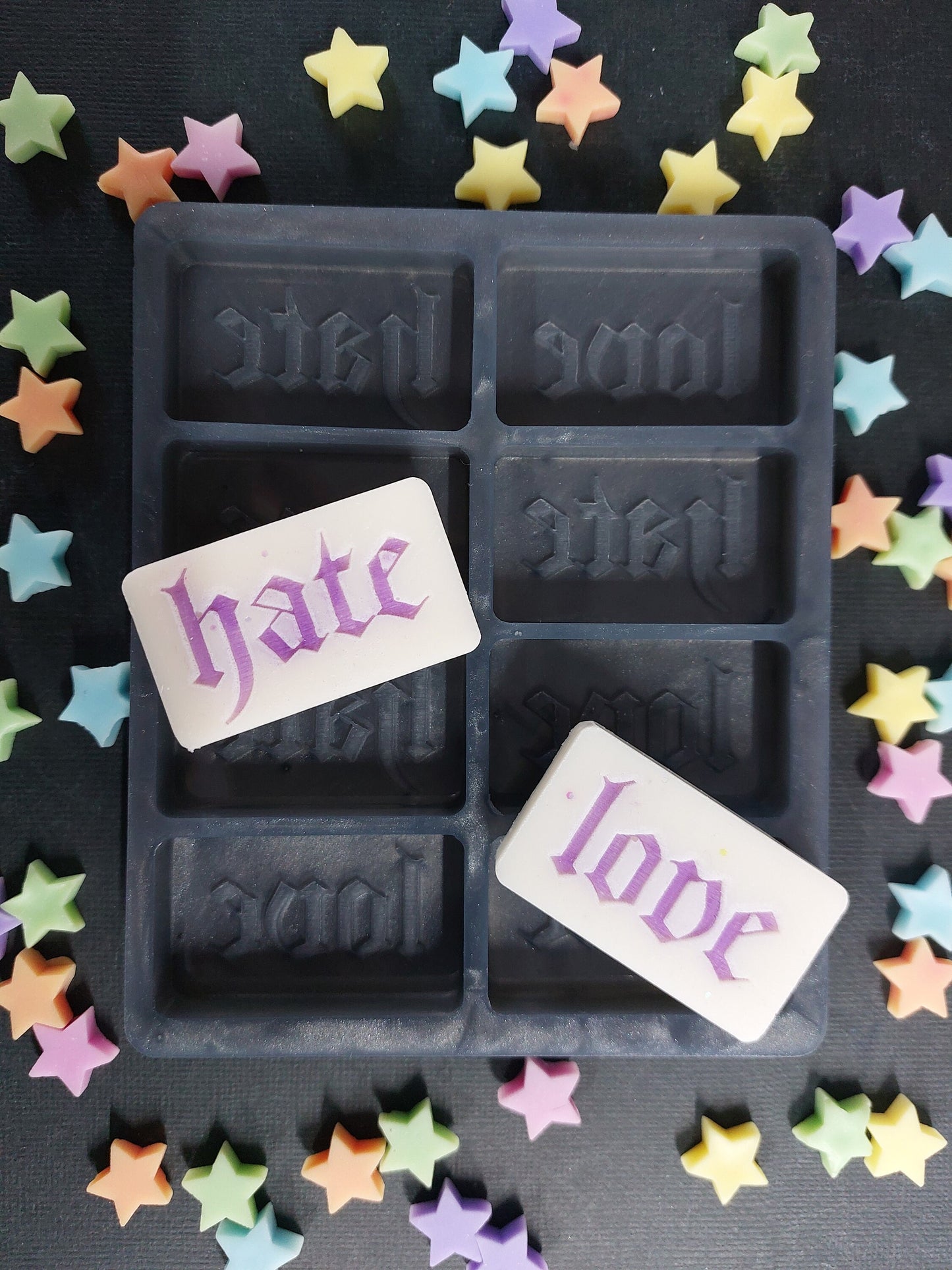 Love Hate 8 Cell Silicone Mould for wax, resin, soap