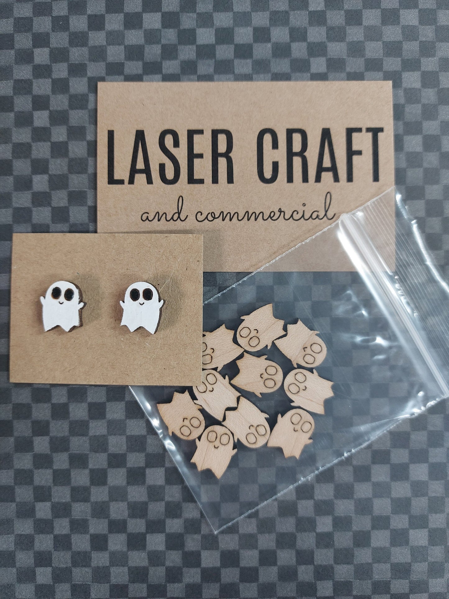 Earrings Ghost, Laser Cut Solid Maple Wood Ghost Earring Blanks, Jewellery Making