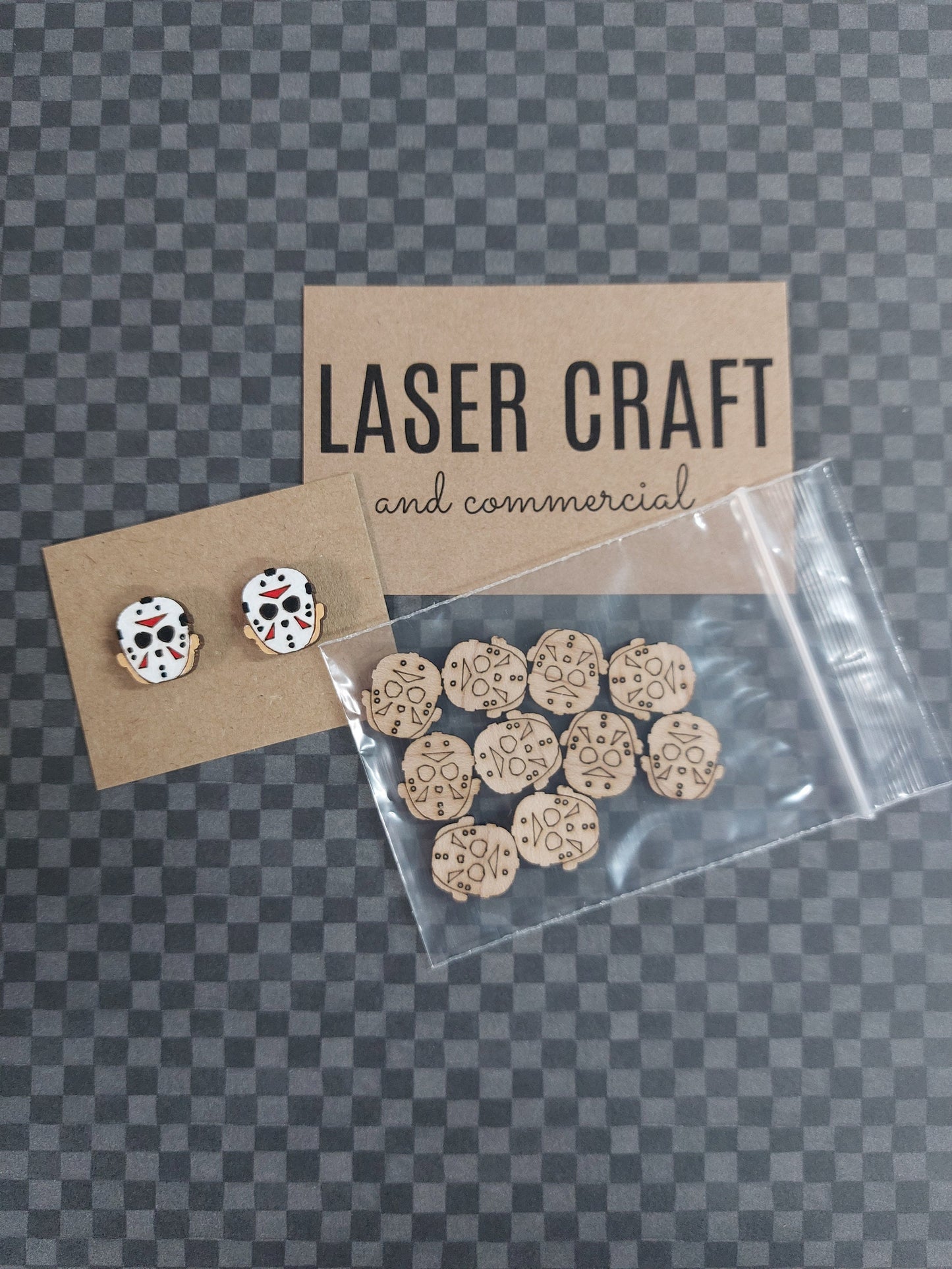 Earrings Hockey Mask, Laser Cut Solid Maple Wood Jason Hockey Earring Blanks, Jewellery Making