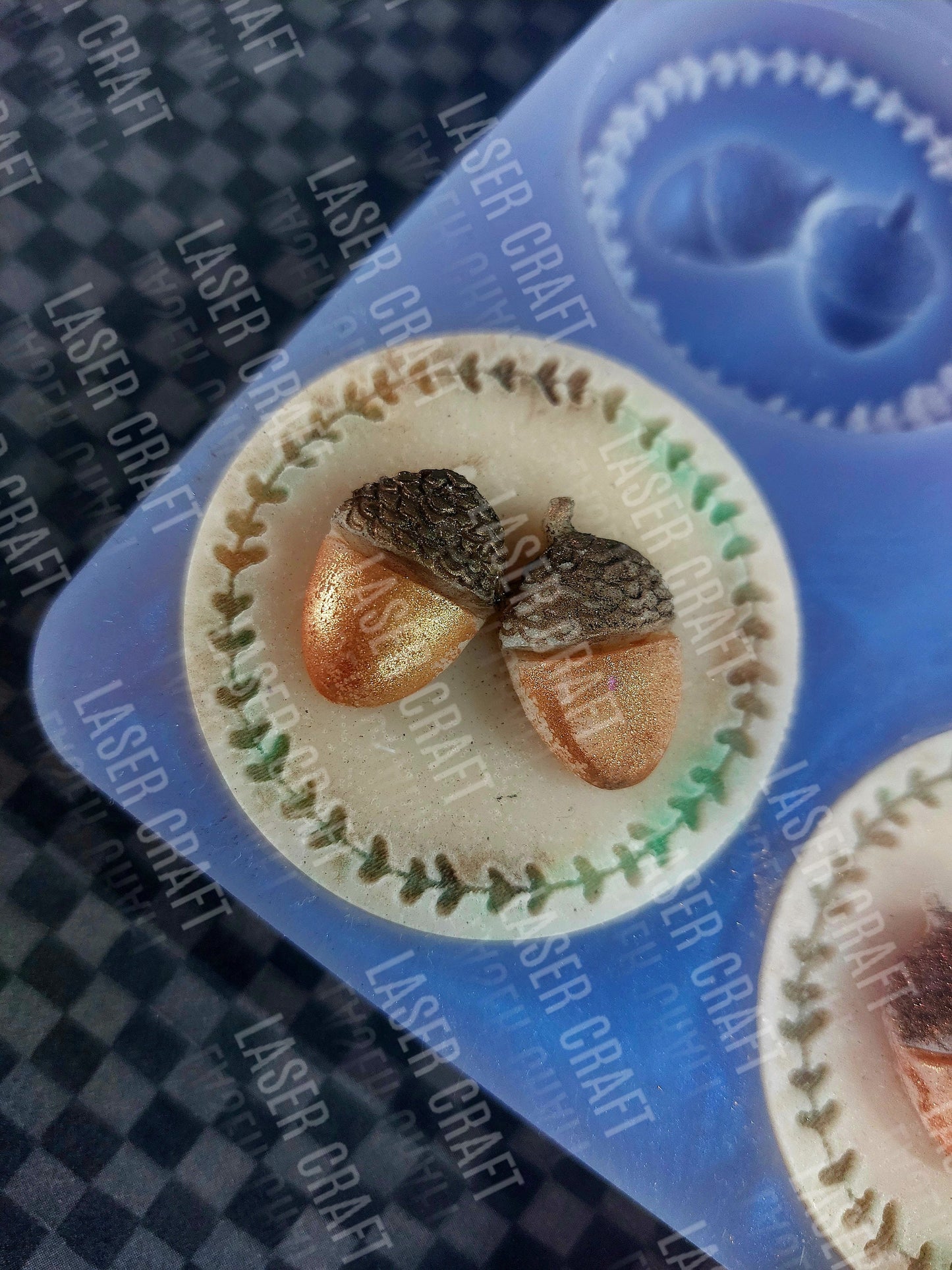 Autumn Acorn Disc 6 Cell Silicone Mould for wax, resin, soap etc