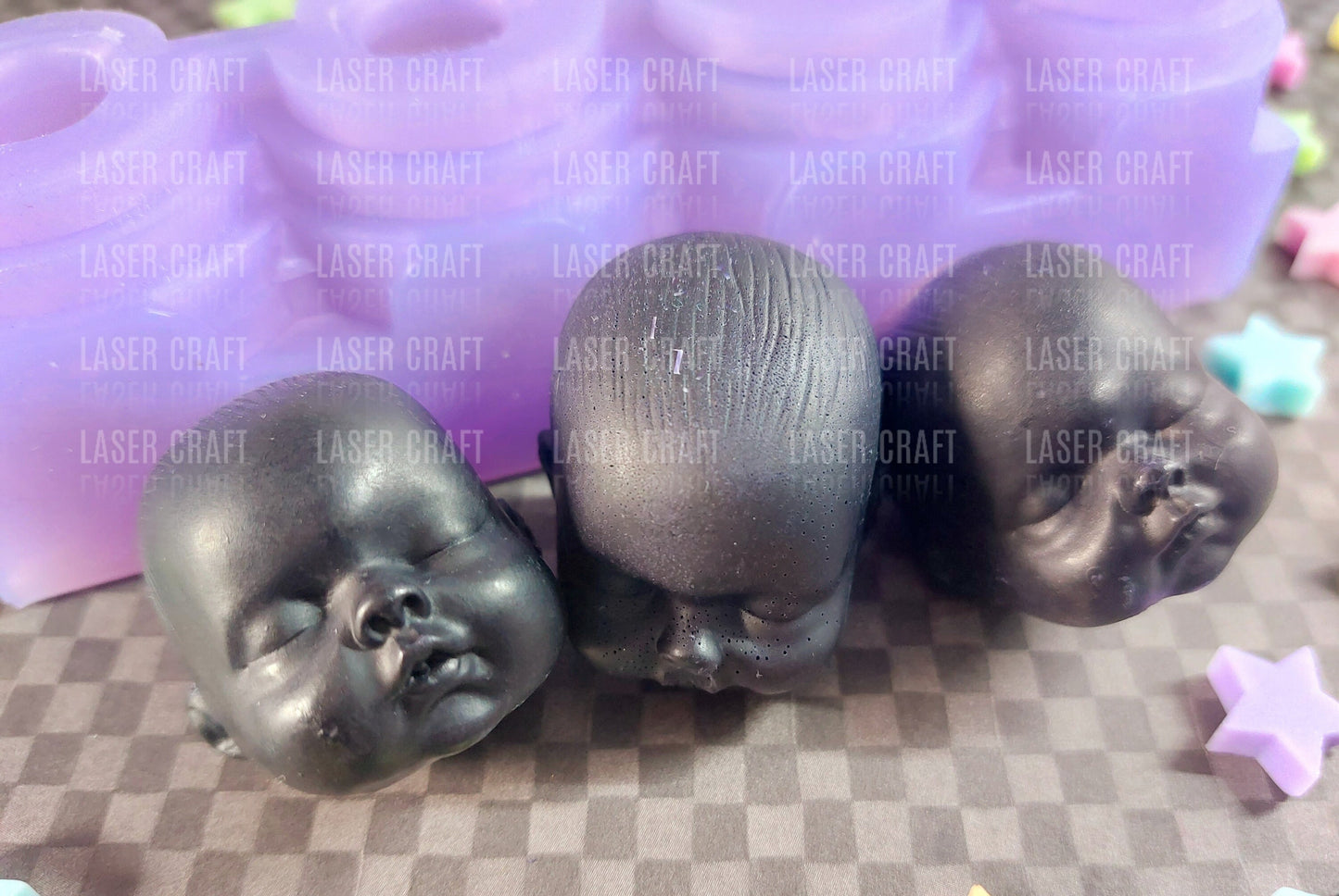 Baby Doll Head Silicone Mould for wax, resin, soap etc