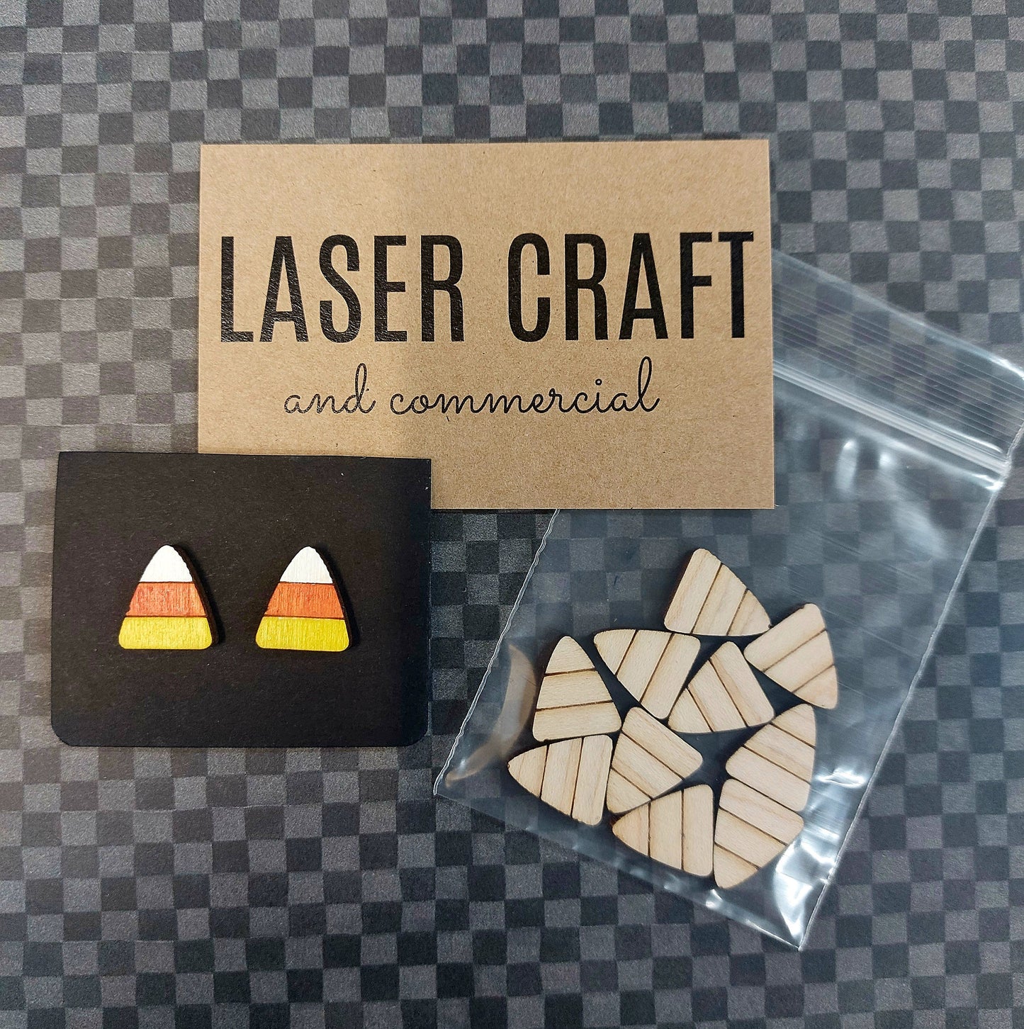 Earrings Candy Corn, Laser Cut Solid Maple Wood Candy Corn Earring Blanks, Jewellery Making