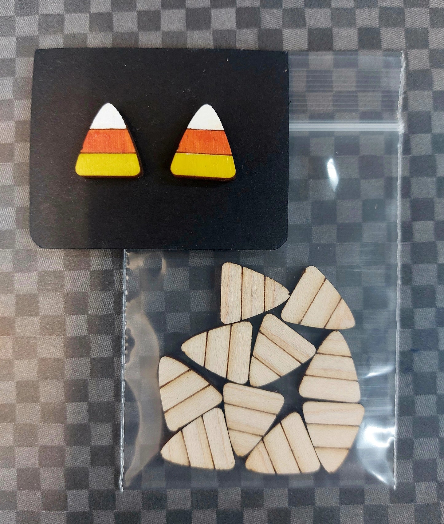 Earrings Candy Corn, Laser Cut Solid Maple Wood Candy Corn Earring Blanks, Jewellery Making