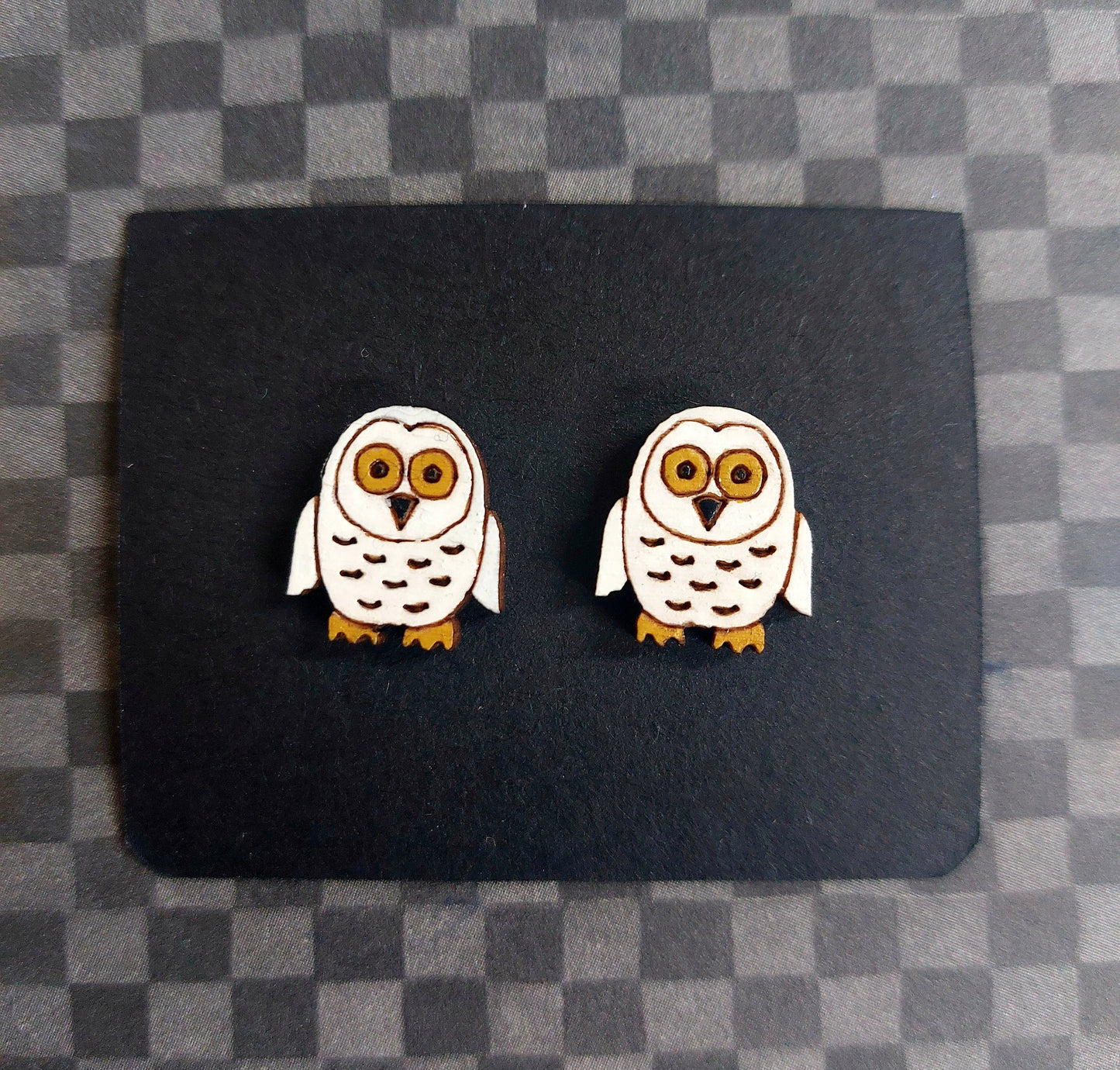 Earring Snowy Owl, Laser Cut Solid Maple Wood Snowy Owl Earring Blanks, Jewellery Making