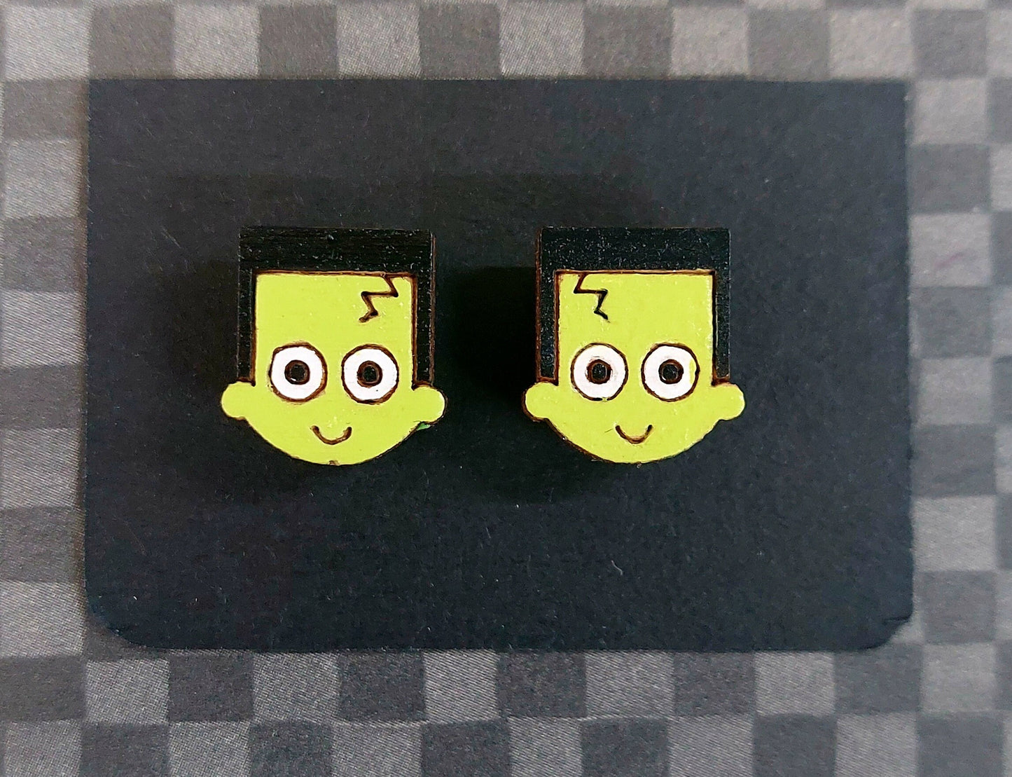 Laser Cut Solid Maple Wood Frankenstein Earring Blanks For Jewellery Making