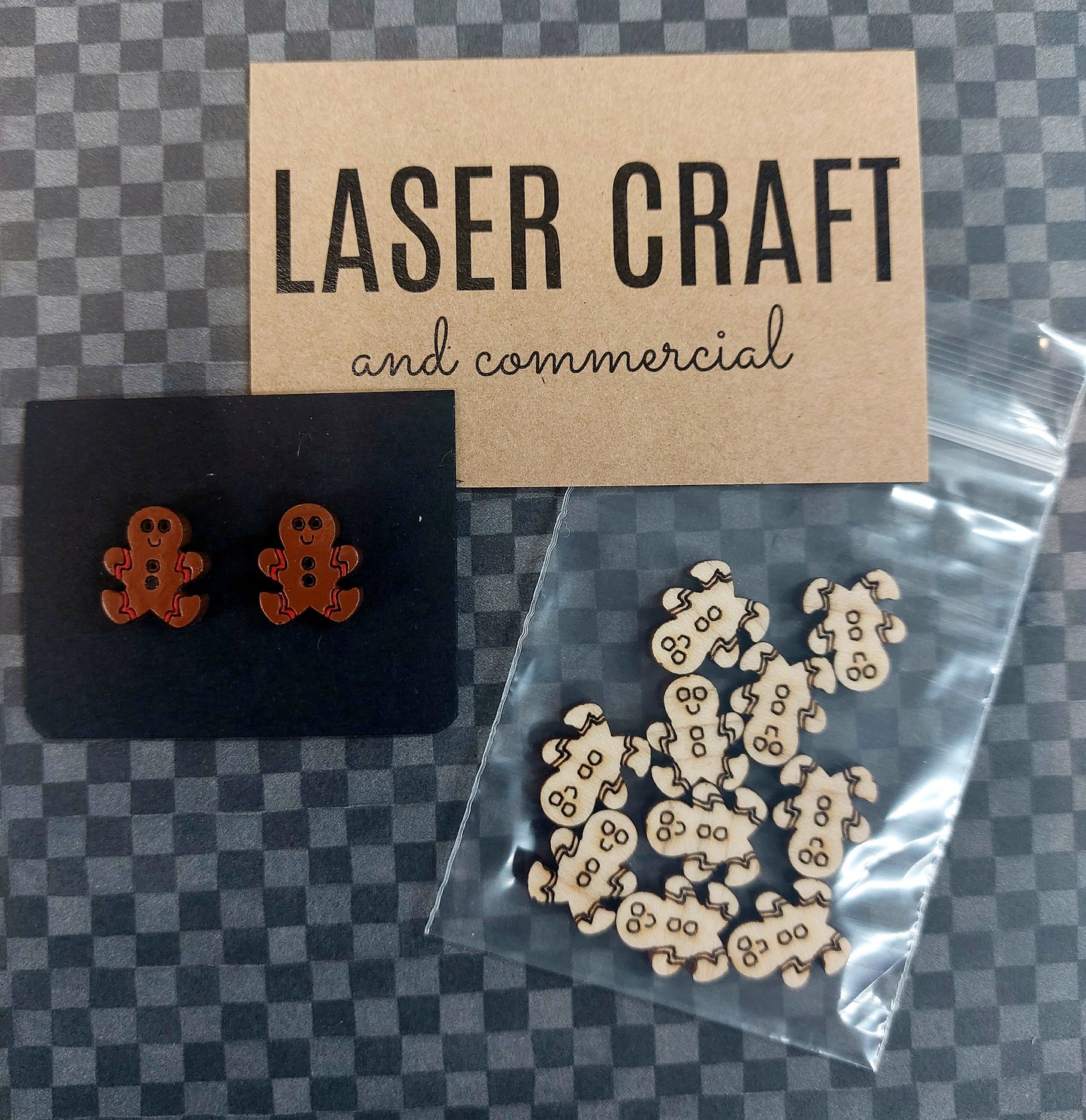 Earrings Gingerbread Man, Laser Cut Solid Maple Wood Gingerbread Men Earring Blanks, Jewellery Making
