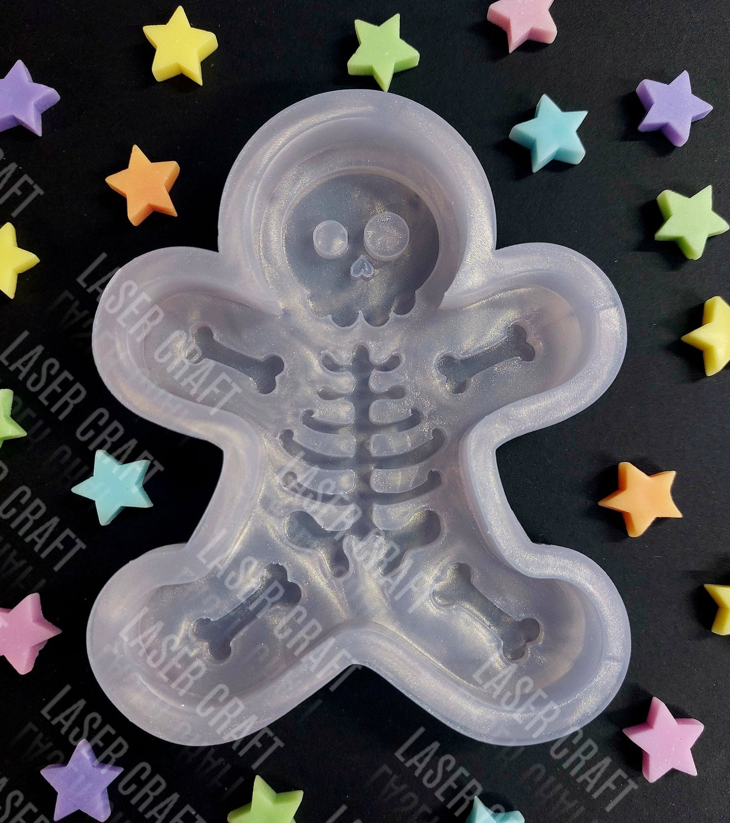 Skeleton Gingerbread Man Silicone Mould for wax resin soap