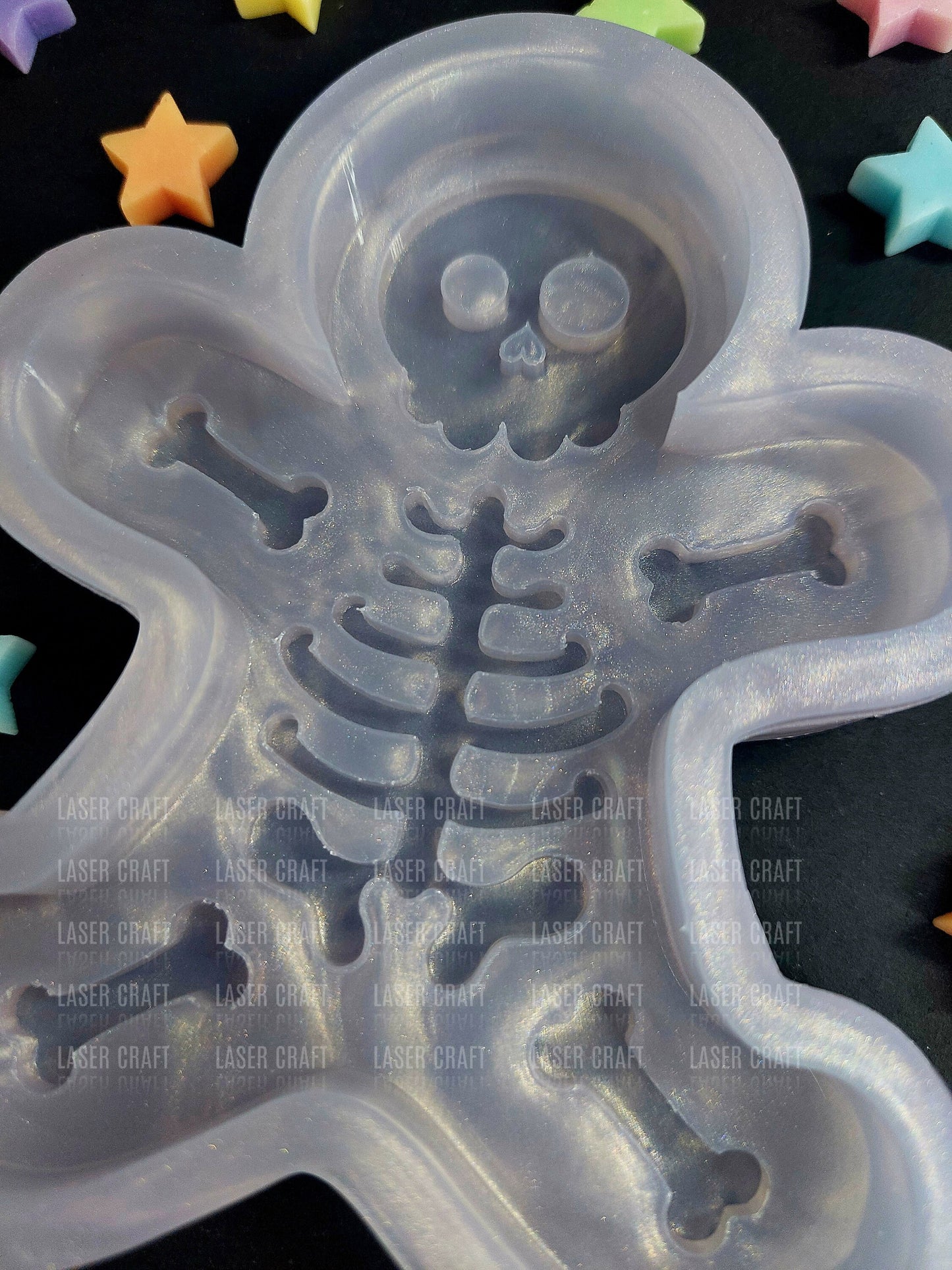 Skeleton Gingerbread Man Silicone Mould for wax resin soap