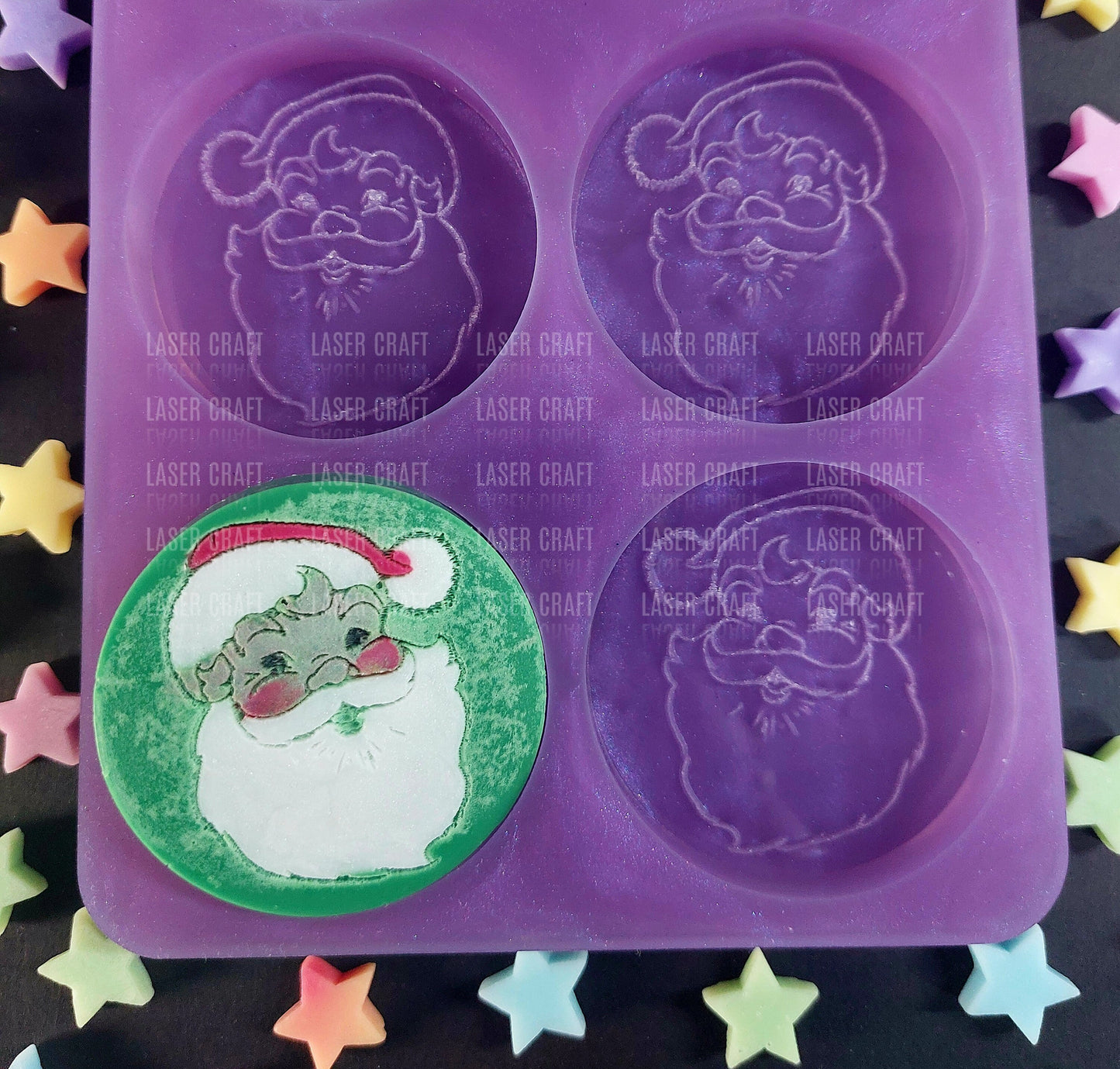 Santa 6 Cell Silicone Mould for wax, resin, soap etc