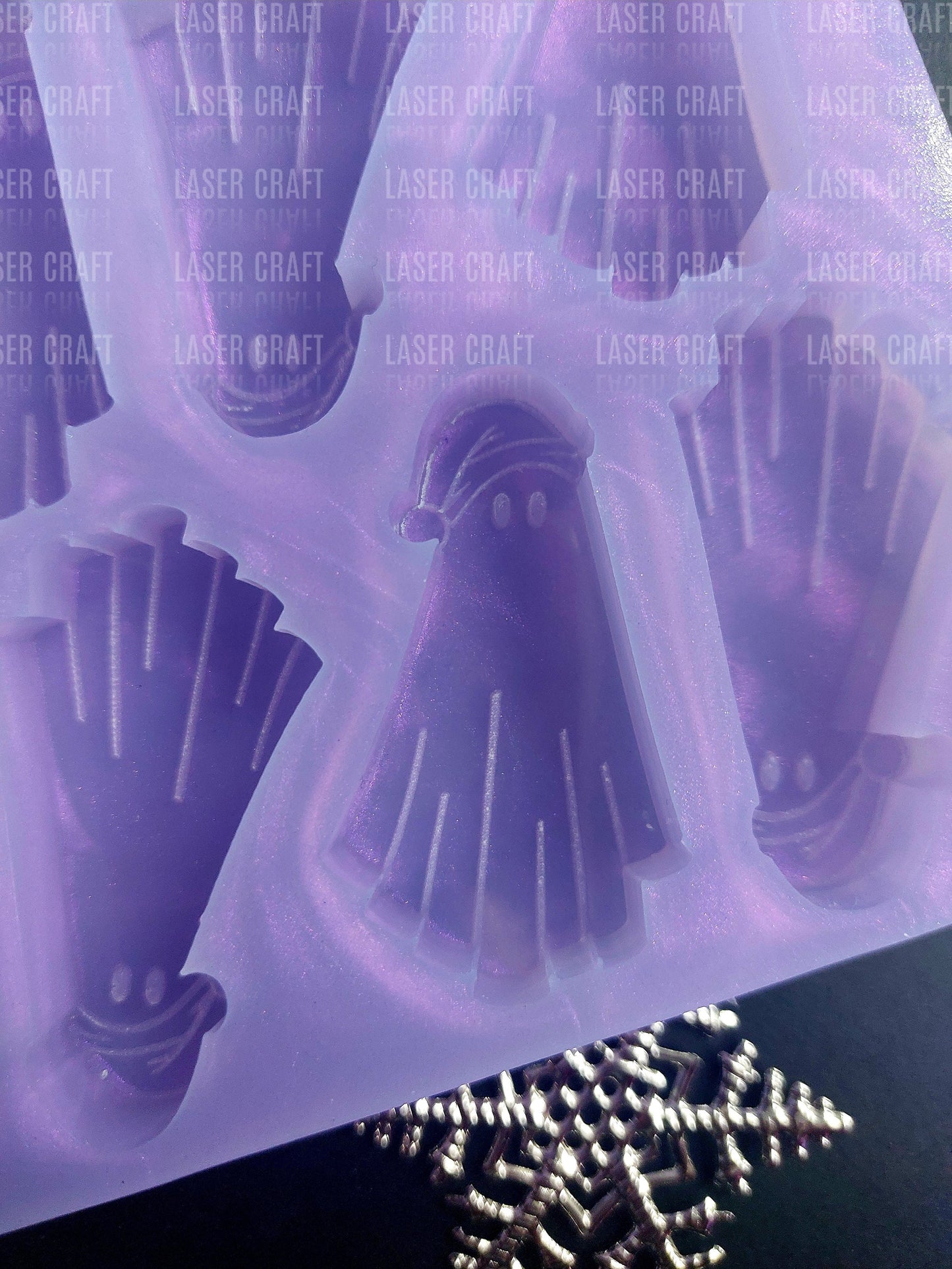 8 Christmas Ghosts Silicone Mould for wax, resin and more