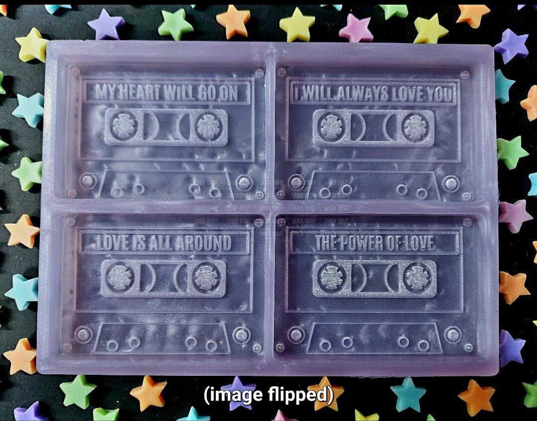 Valentines/Love Songs Cassette Tape Mould for wax, resin, soap etc
