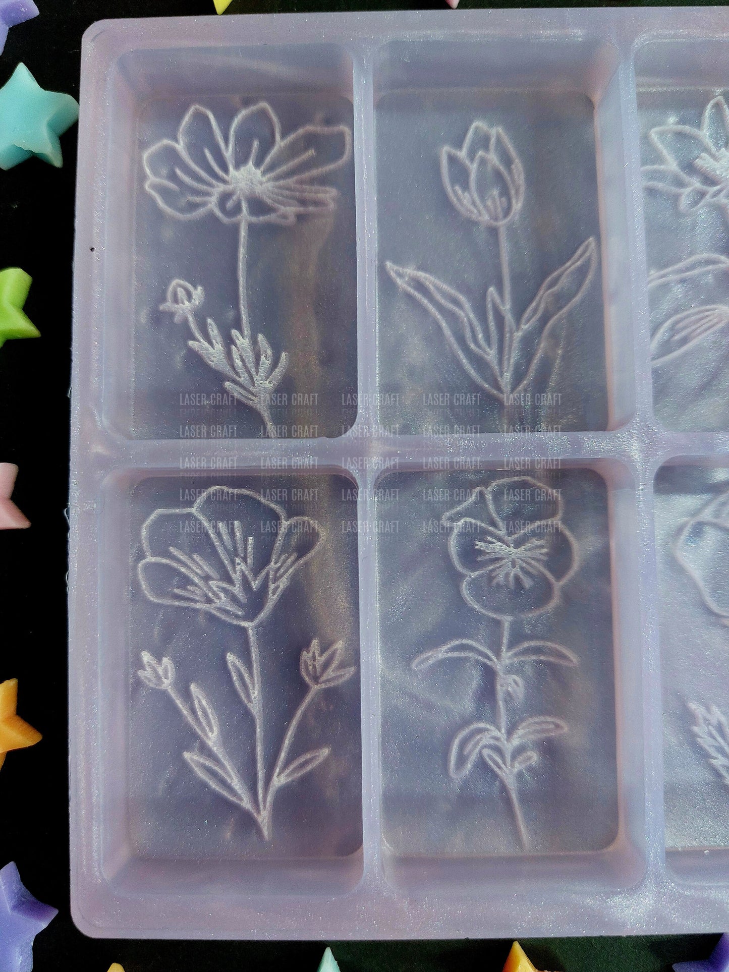 Pretty Flowers 8 Cell Silicone Mould for wax, resin, soap etc