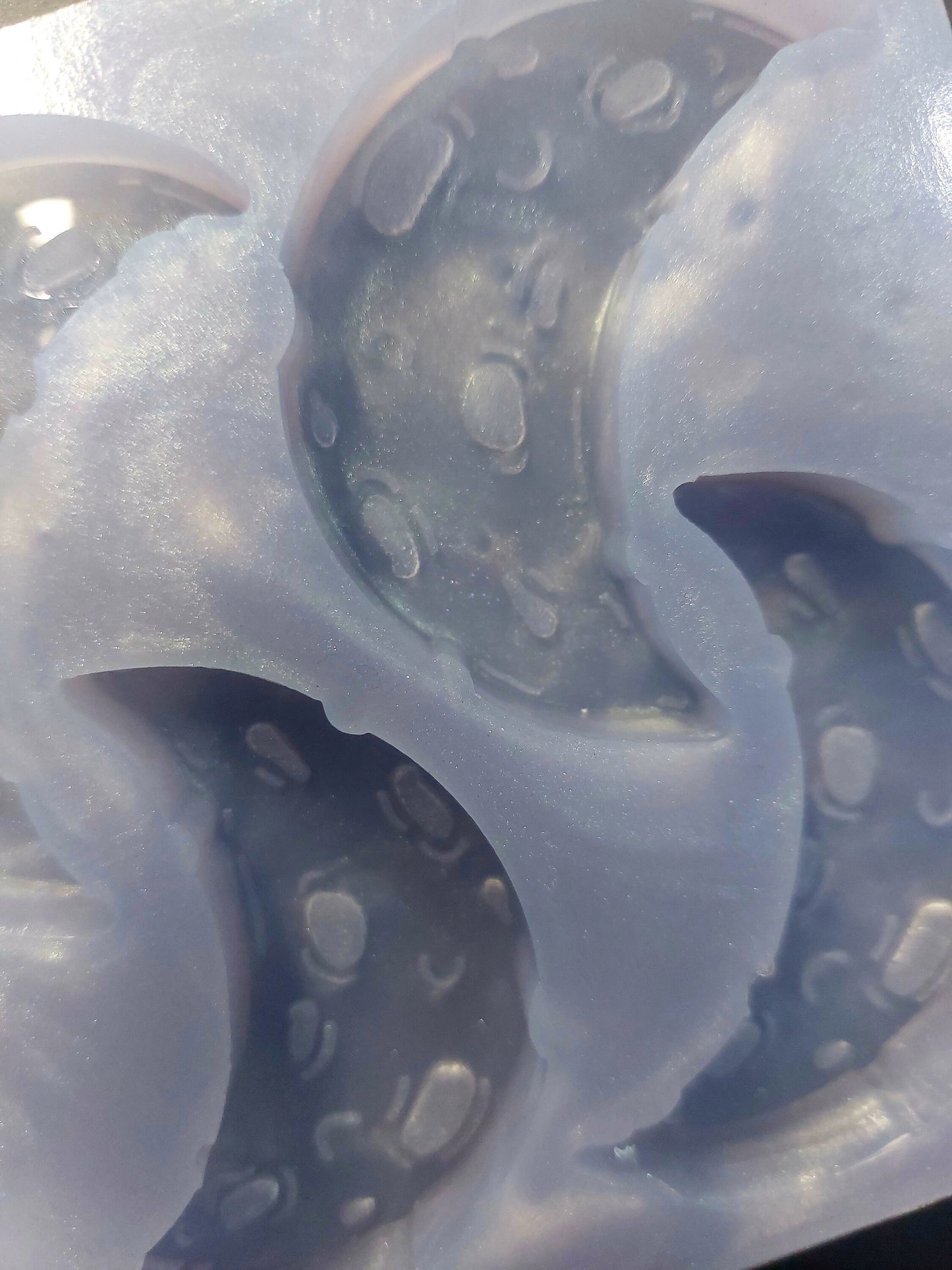 Crescent Moon 6 Cell Silicone Mould for wax resin soap