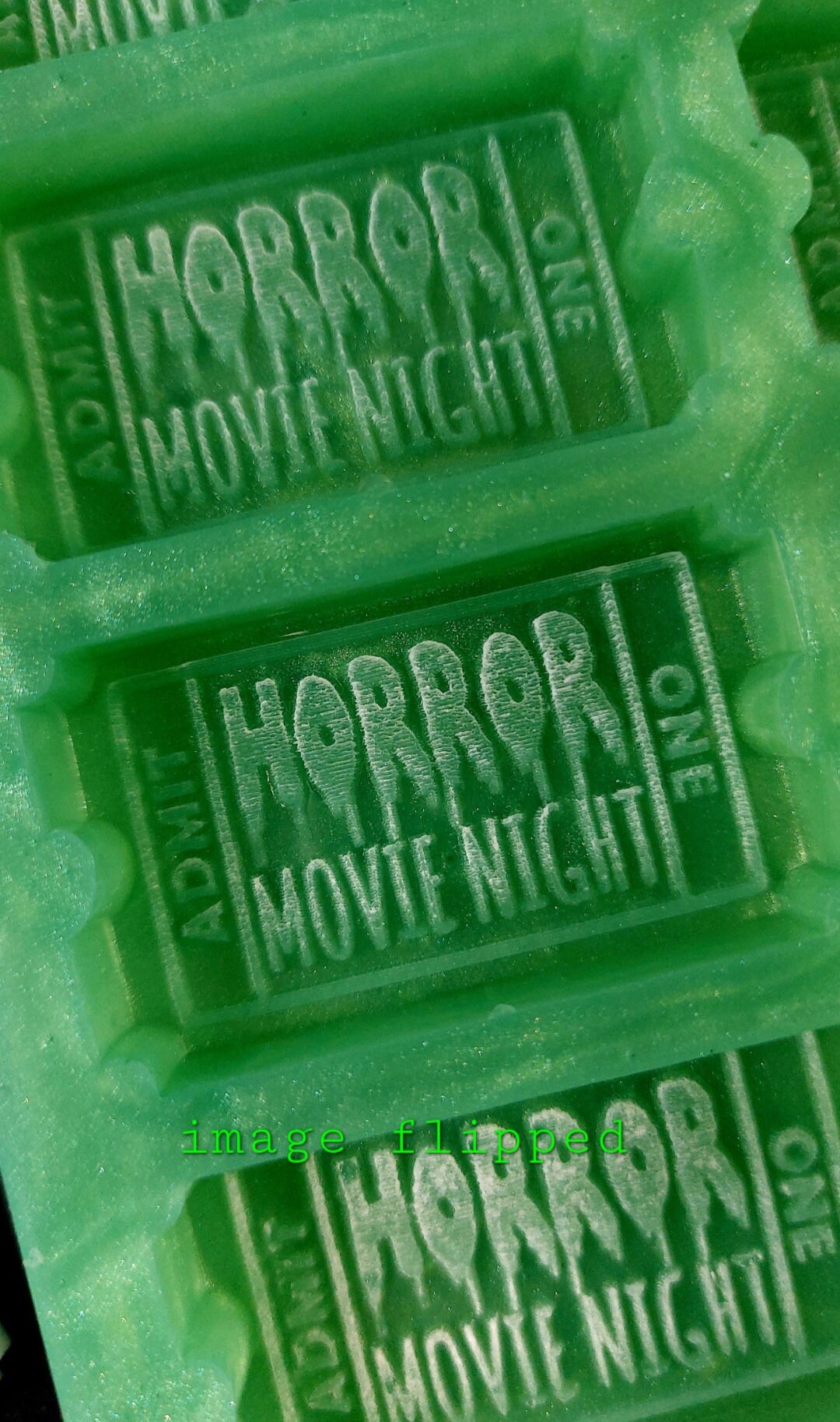 Horror Movie Ticket 8 Cell Silicone Mould for wax, resin and more (HBbox size)