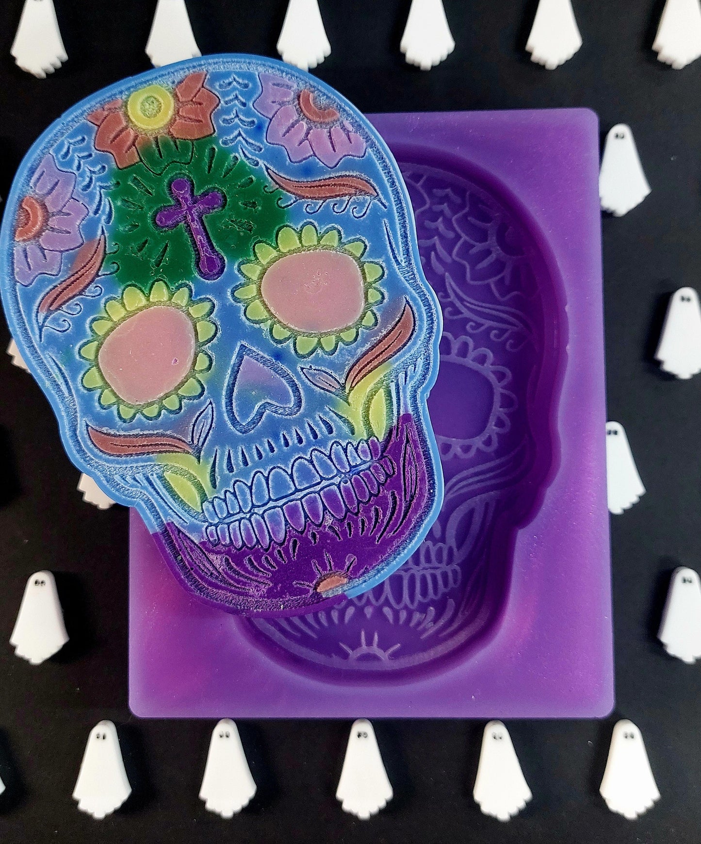Large Sugar Skull Silicone Mould for wax resin soap etc