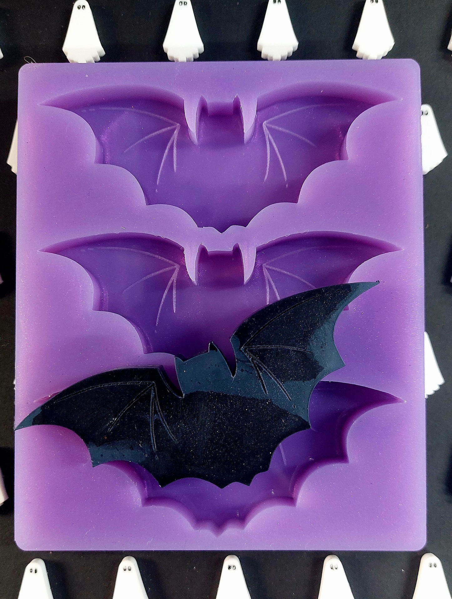 Bat 3 Cell Silicone Mould for wax resin soap etc