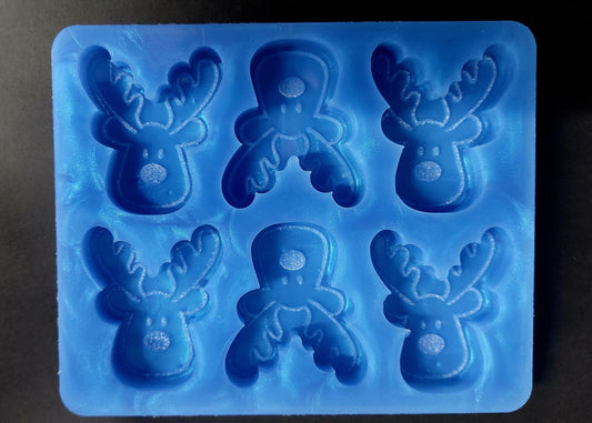 Reindeer Heads 6 Cell Christmas Silicone Mould for wax melts, resin and more
