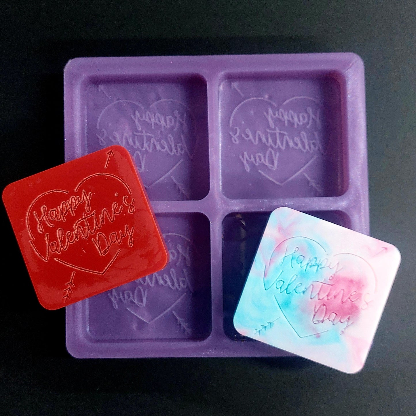 Valentines Day 4 Cell Silicone Mould for wax, resin, jesmonite, soap etc