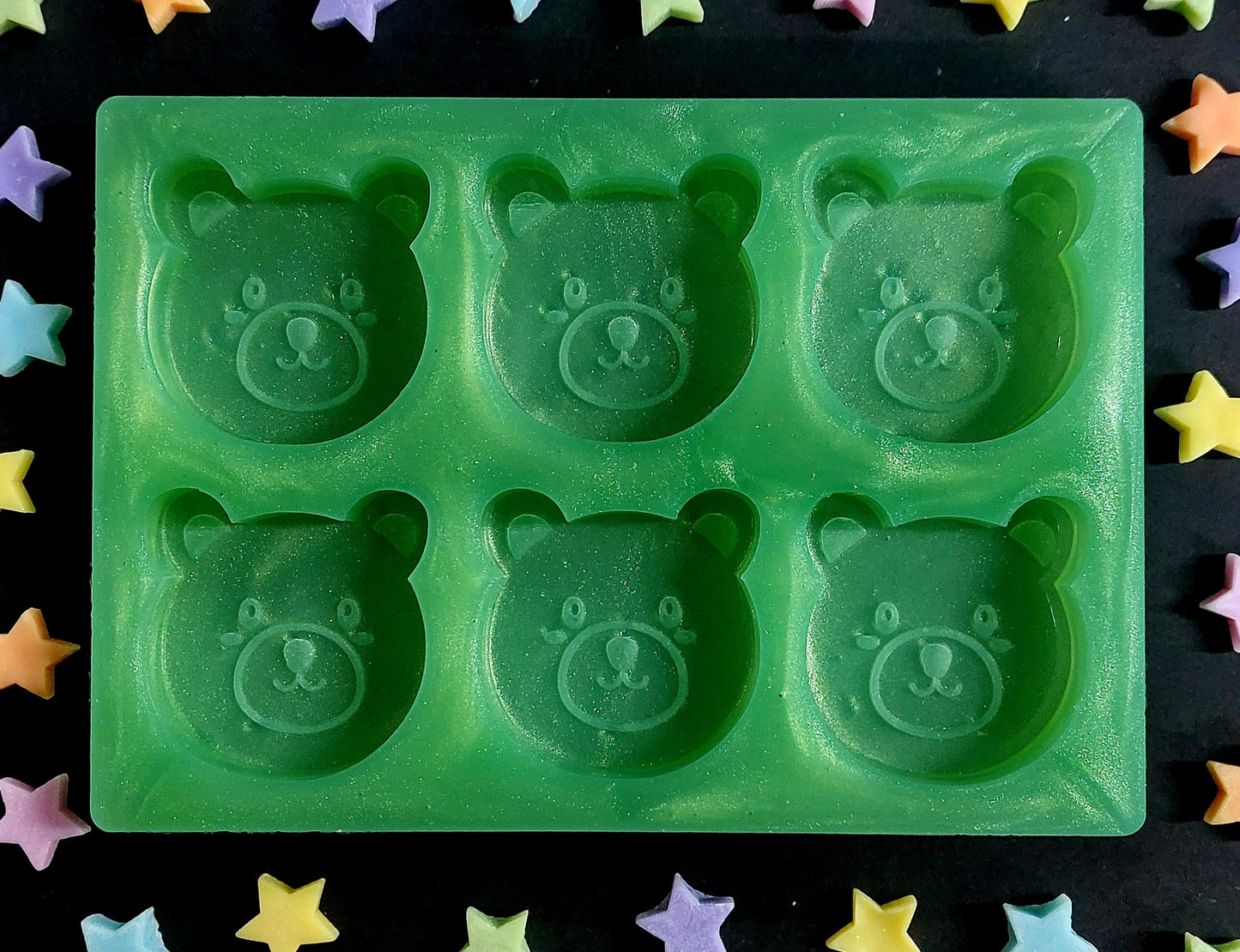 Teddy Head 6 cell Silicone Disc Mould for wax resin soap etc