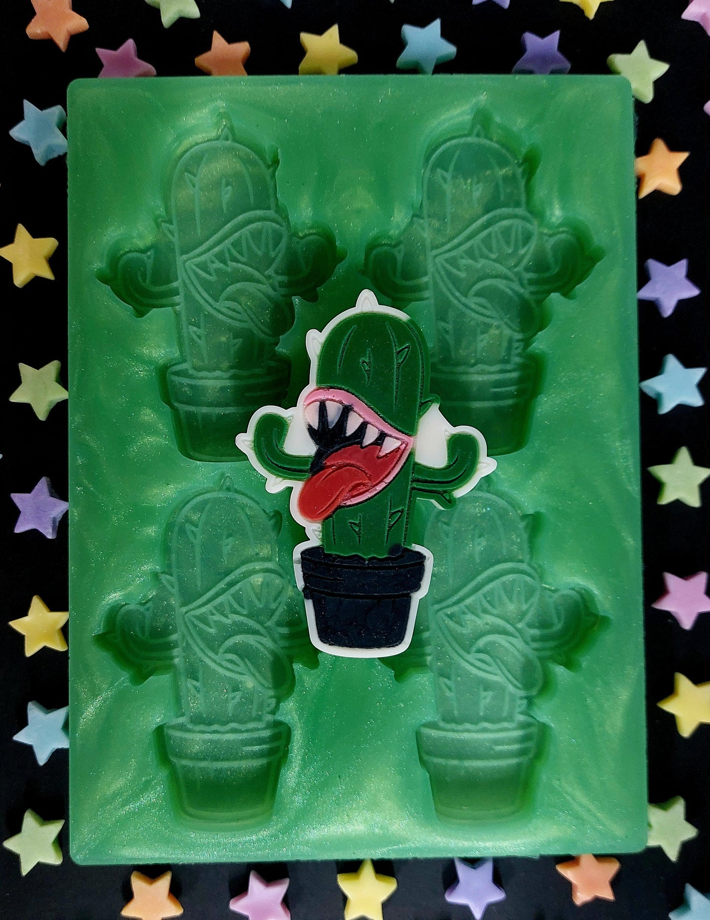 Cactus Plant 4 Cell Silicone Mould for wax resin soap etc