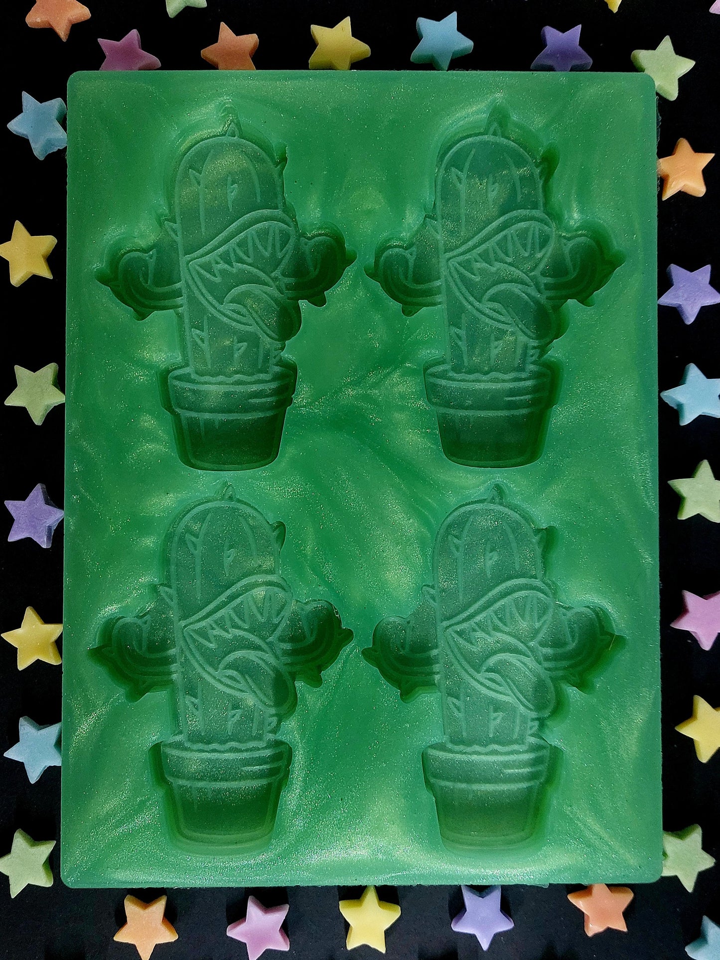 Cactus Plant 4 Cell Silicone Mould for wax resin soap etc