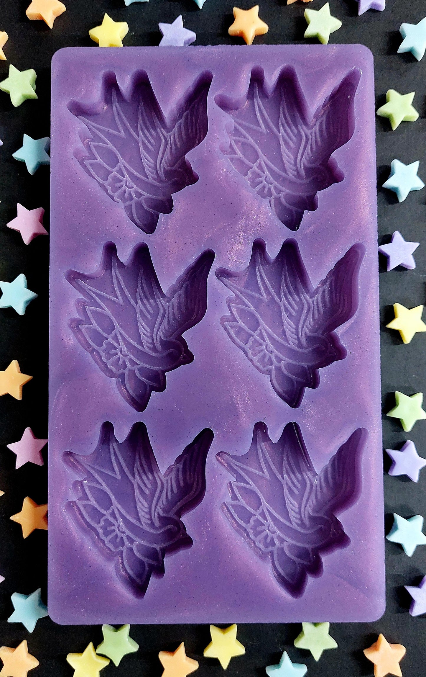 Tattoo Style Swallow 6 Cell Silicone Mould for wax, resin and more