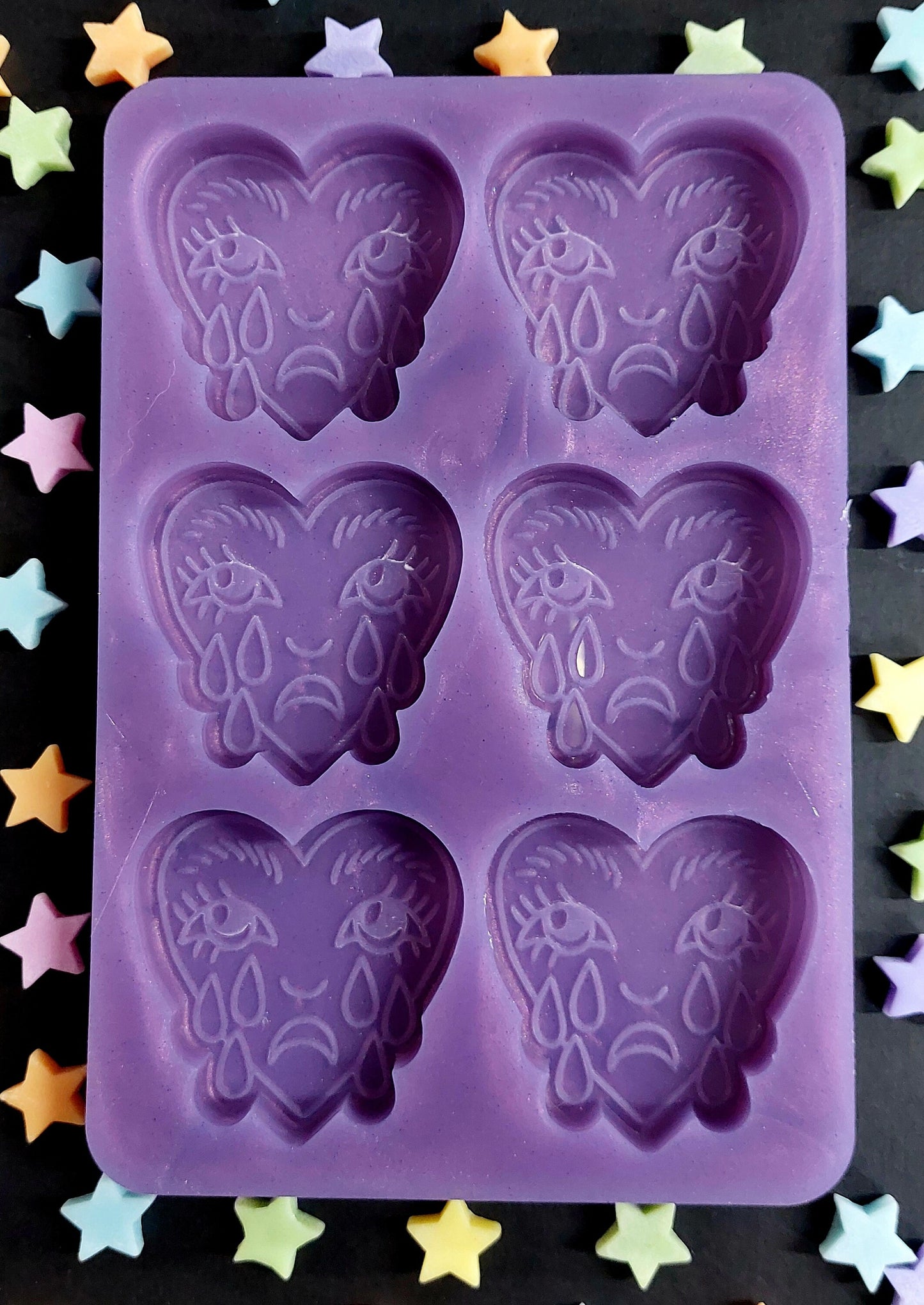Crying Heart 6 Cell Silicone Mould for wax, resin and more