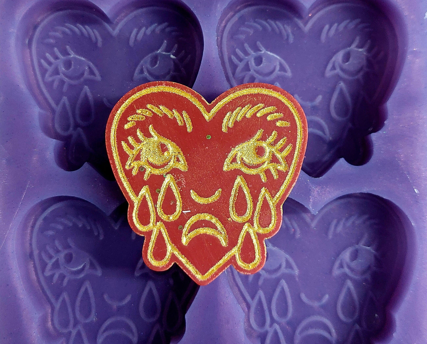 Crying Heart 6 Cell Silicone Mould for wax, resin and more
