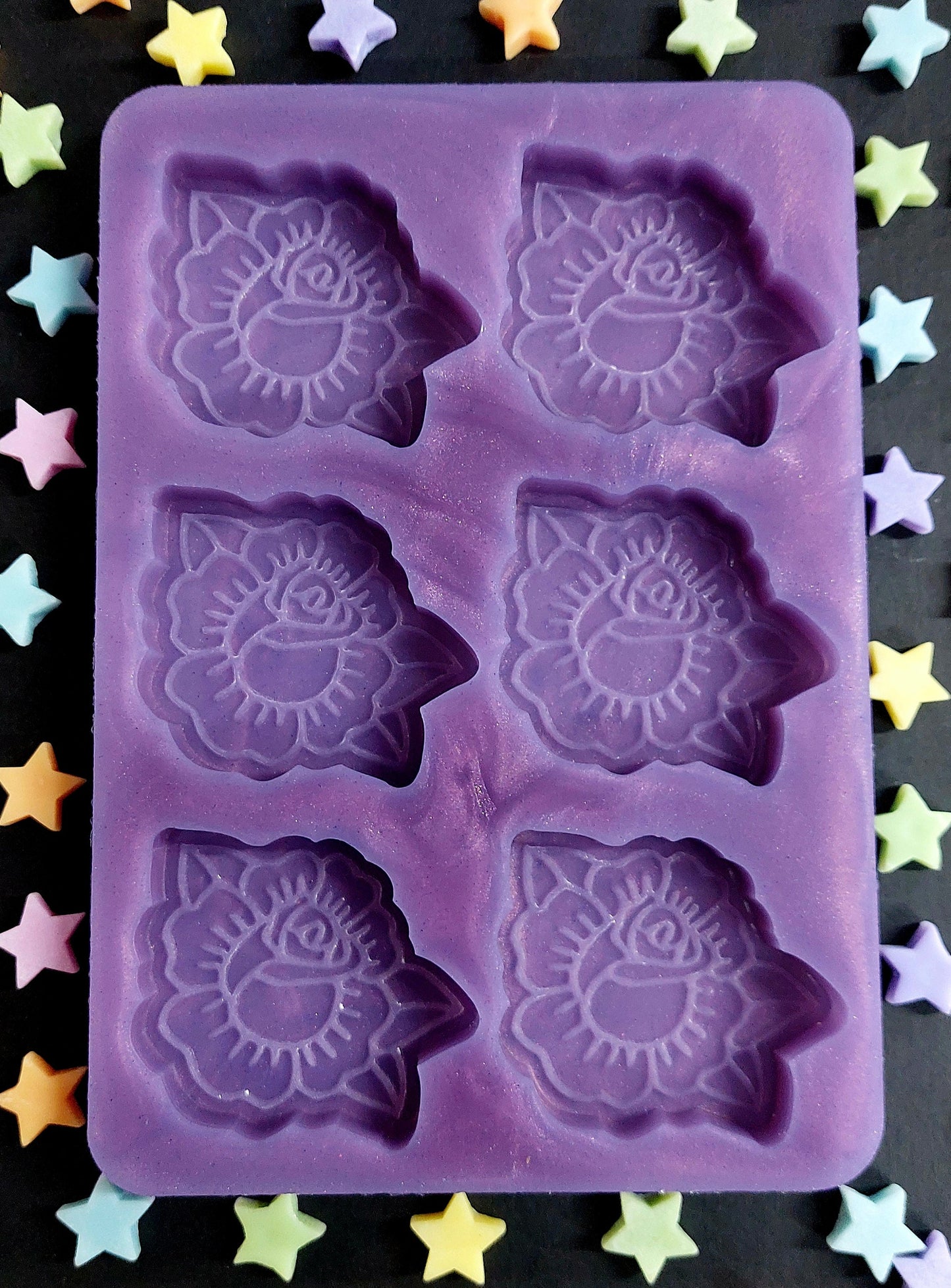 Tattoo Rose 6 Cell Silicone Mould for wax, resin and more
