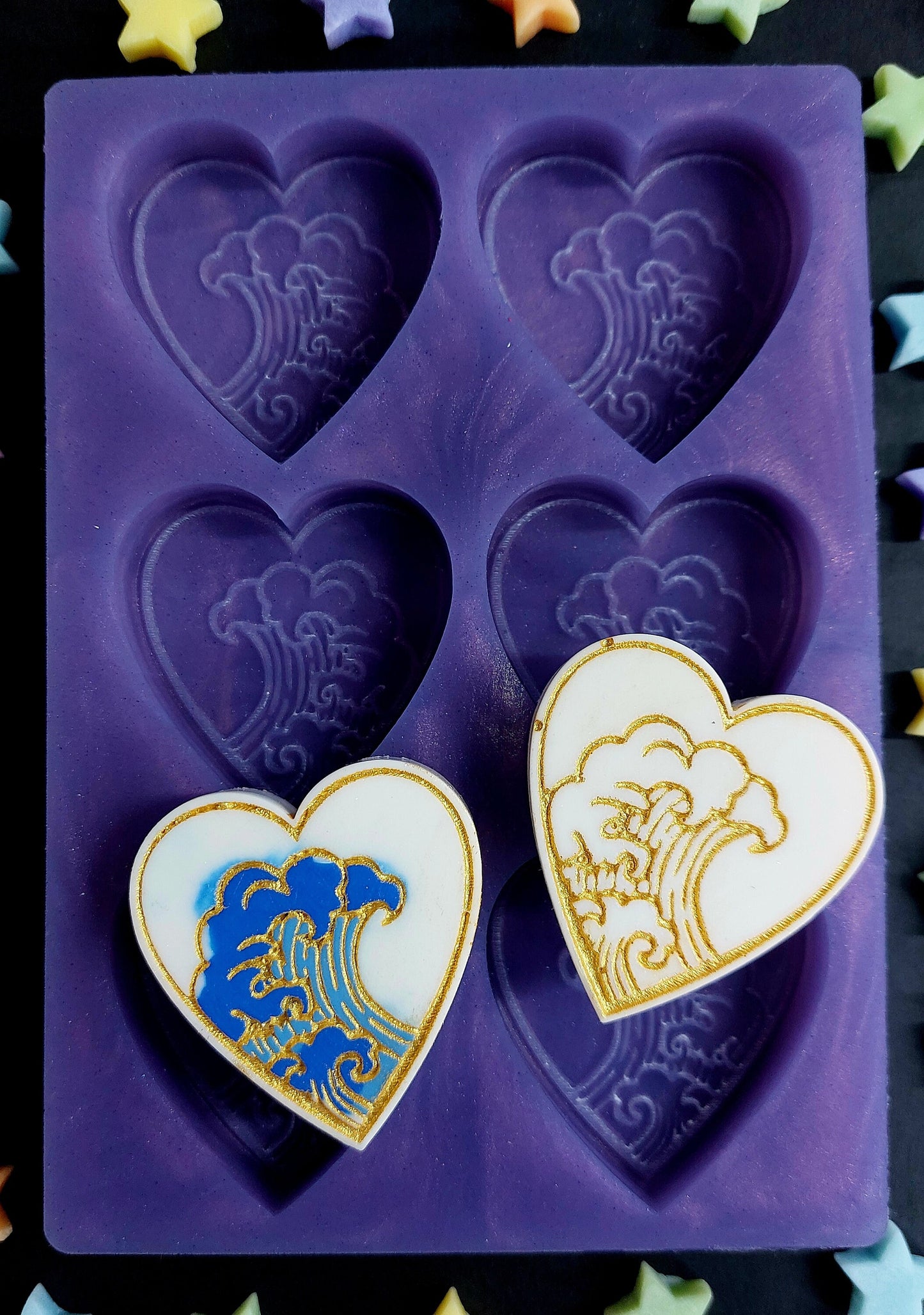 Heart Wave 6 Cell Silicone Mould for wax, resin and more