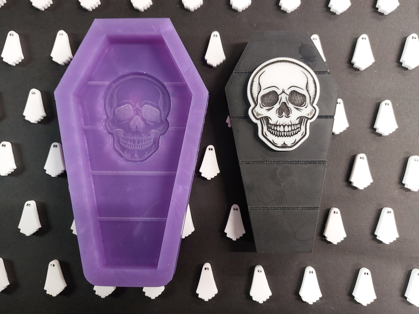 Skull Coffin Snapbar Silicone Mould for wax, resin, jesmonite, soap etc