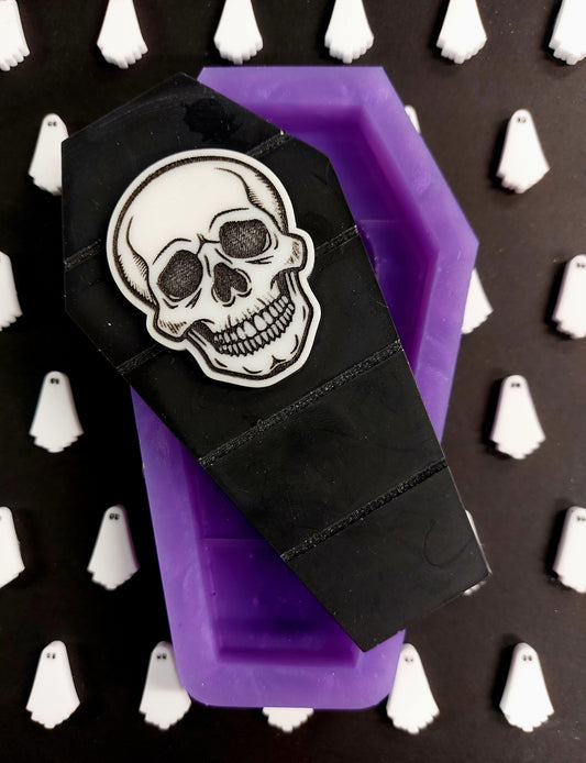 Skull Coffin Snapbar Silicone Mould for wax, resin, jesmonite, soap etc