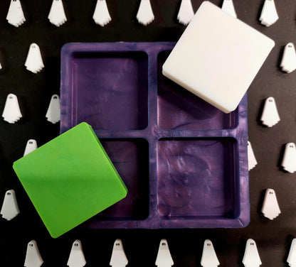 Plain Square 4 Cell Silicone Mould for wax, resin, jesmonite, soap etc