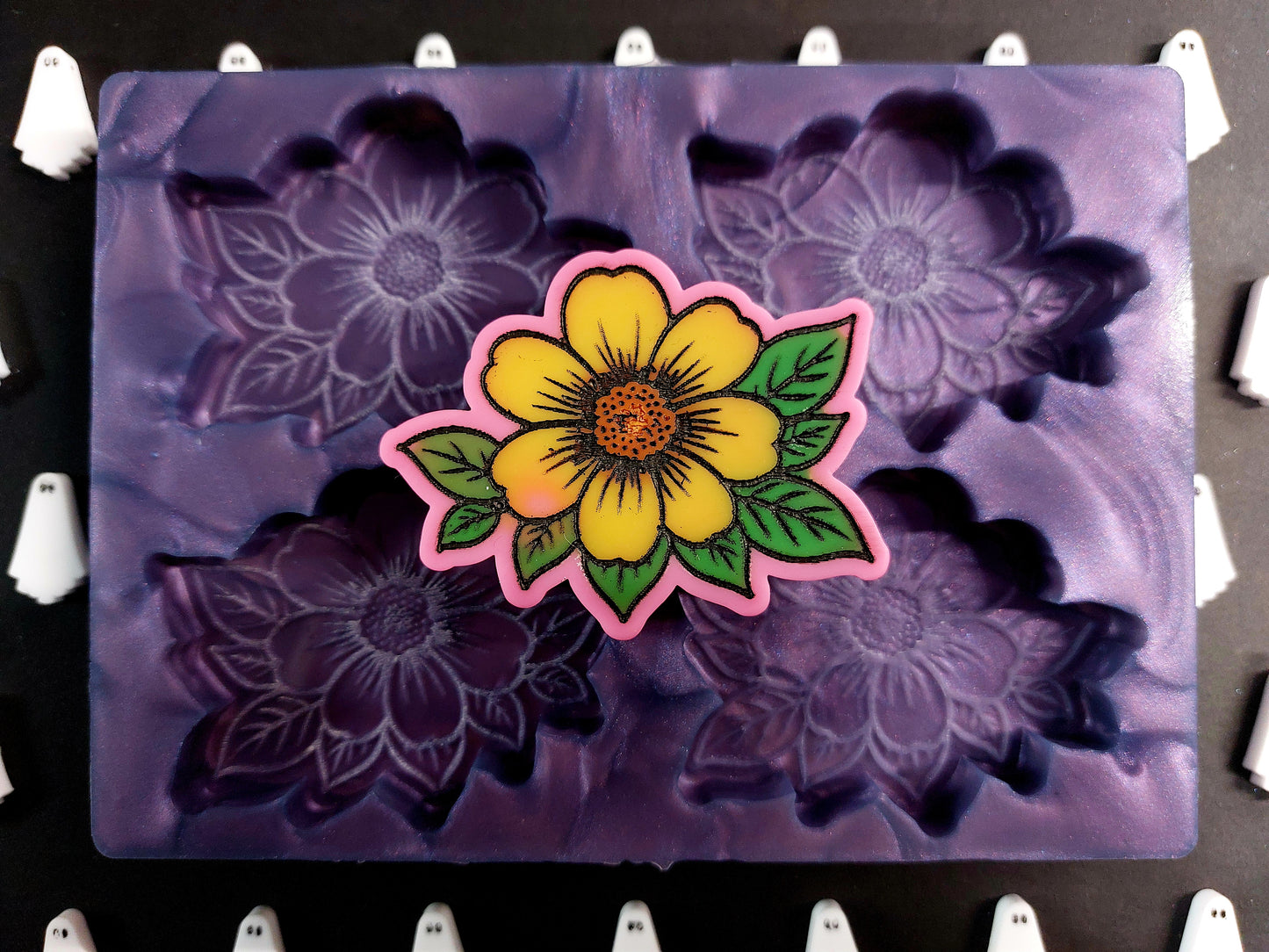 Flower 4 cell Silicone Mould for wax, resin, jesmonite, soap etc