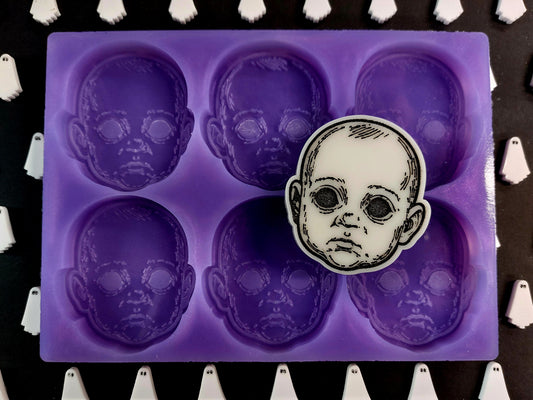 Baby Heads 6 Cell Silicone Mould for wax, resin, soap etc