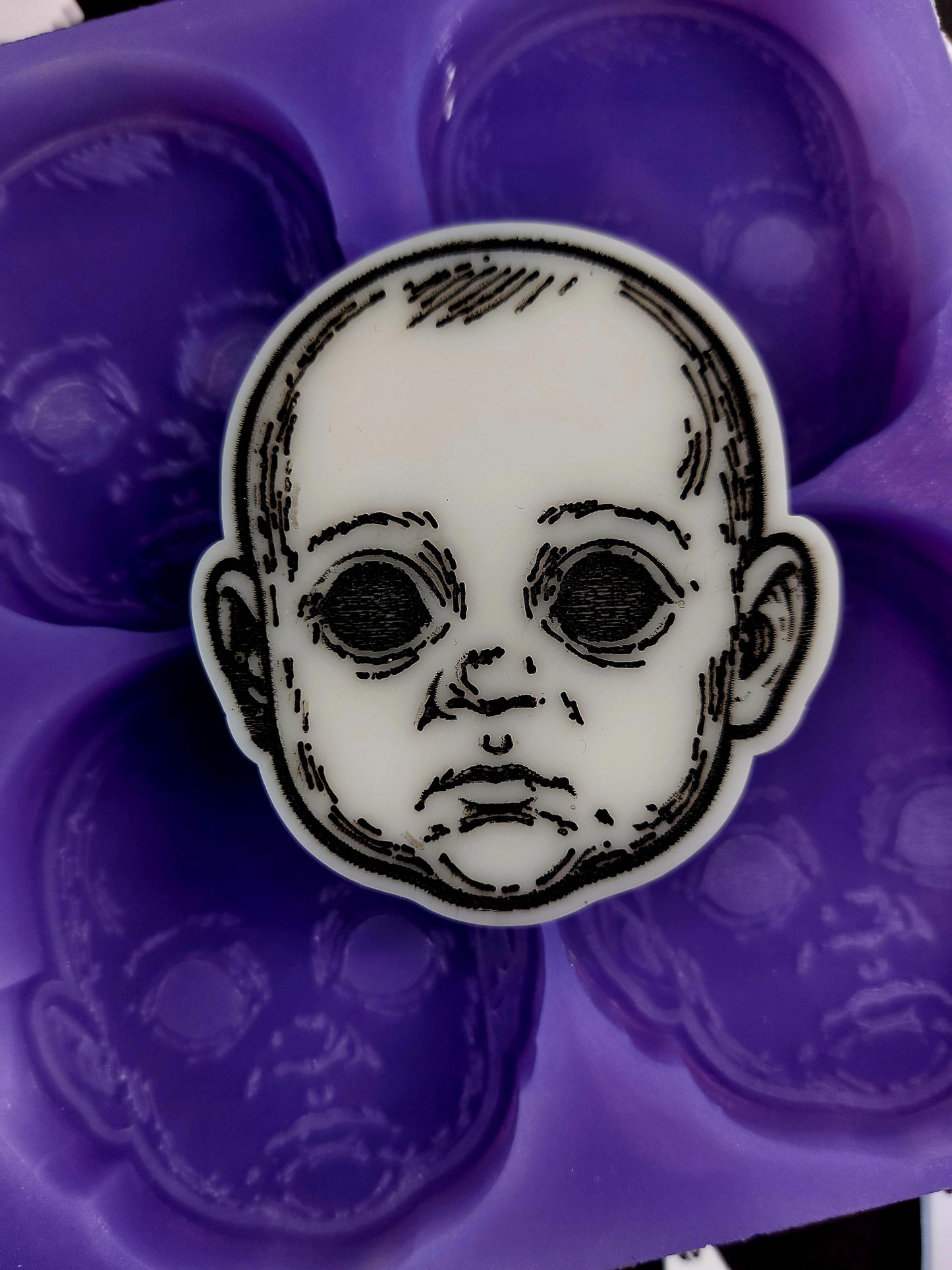 Baby Heads 6 Cell Silicone Mould for wax, resin, soap etc