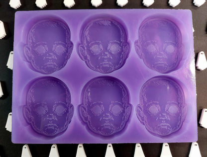 Baby Heads 6 Cell Silicone Mould for wax, resin, soap etc