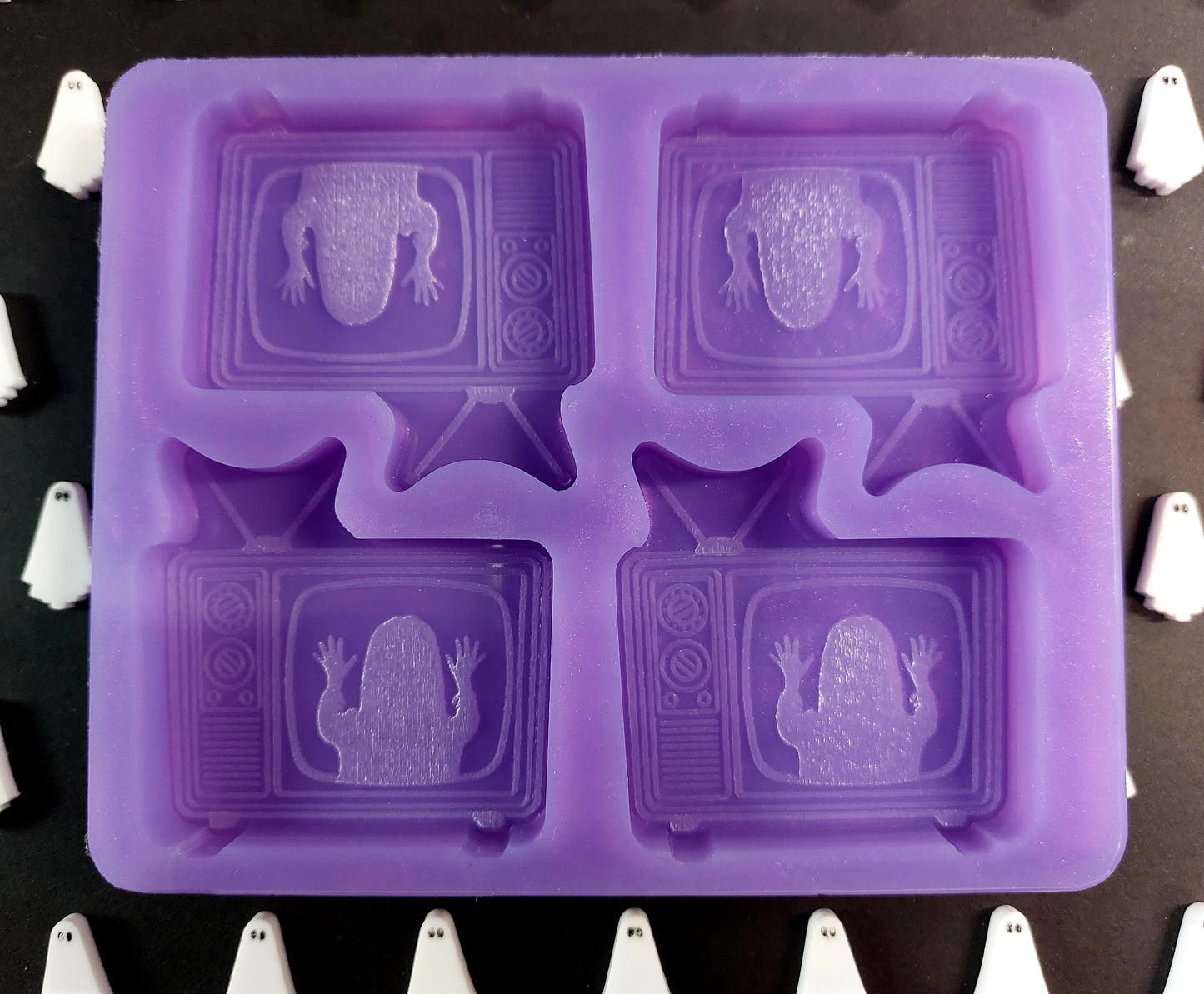 Poltergeist Retro Television 4 cell Silicone Mould for wax, resin, soap etc