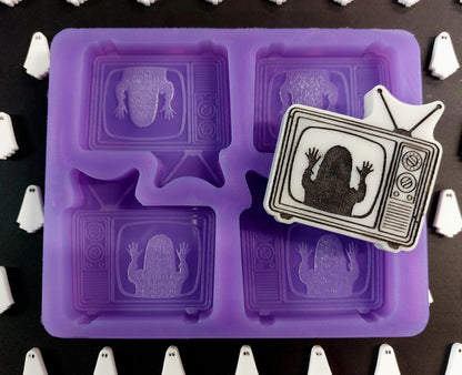 Poltergeist Retro Television 4 cell Silicone Mould for wax, resin, soap etc
