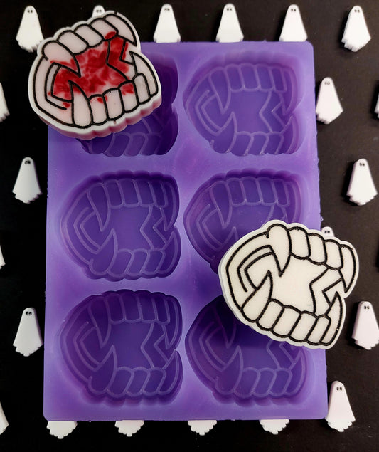 Vampire Teeth 4 cell Silicone Mould for wax, resin, soap etc