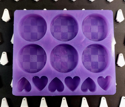 Checkerboard and heart Silicone Mould for wax, resin, soap etc