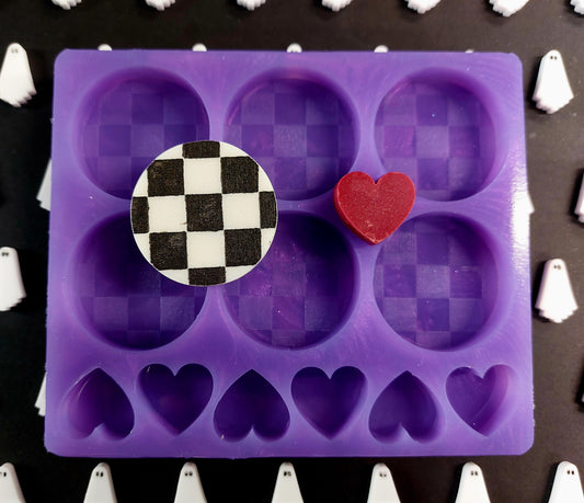 Checkerboard and heart Silicone Mould for wax, resin, soap etc