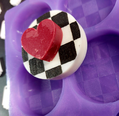 Checkerboard and heart Silicone Mould for wax, resin, soap etc