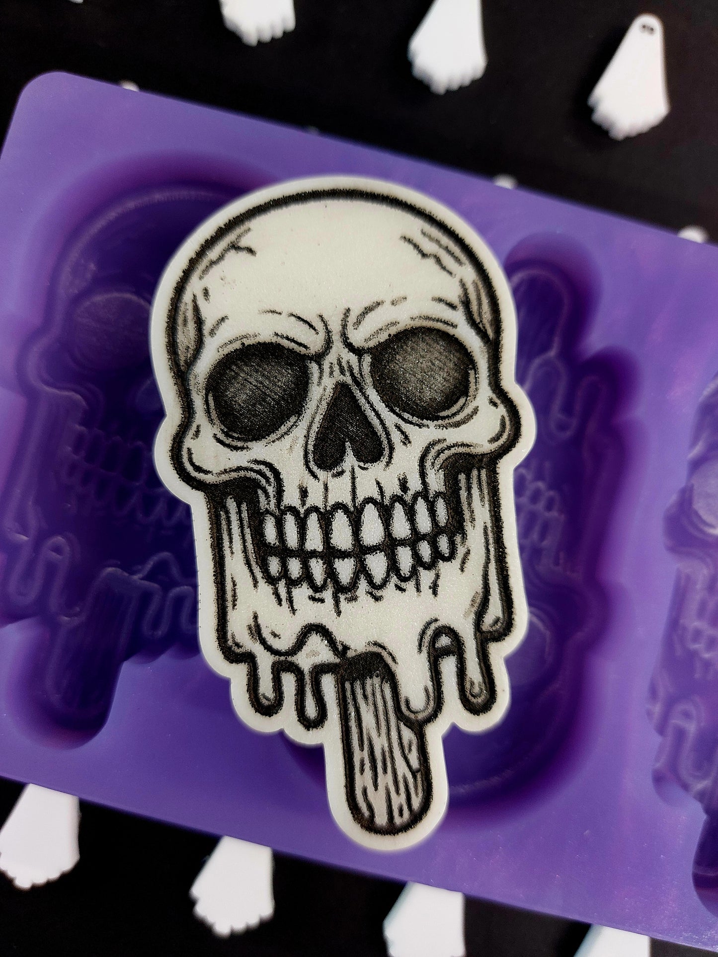 Skull Lolly 4 Cell Silicone Mould for wax, resin, soap etc