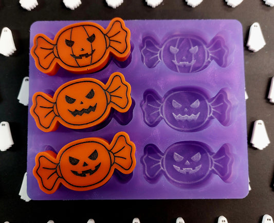 Halloween Sweets 6 cell Silicone Mould for wax, resin, soap etc